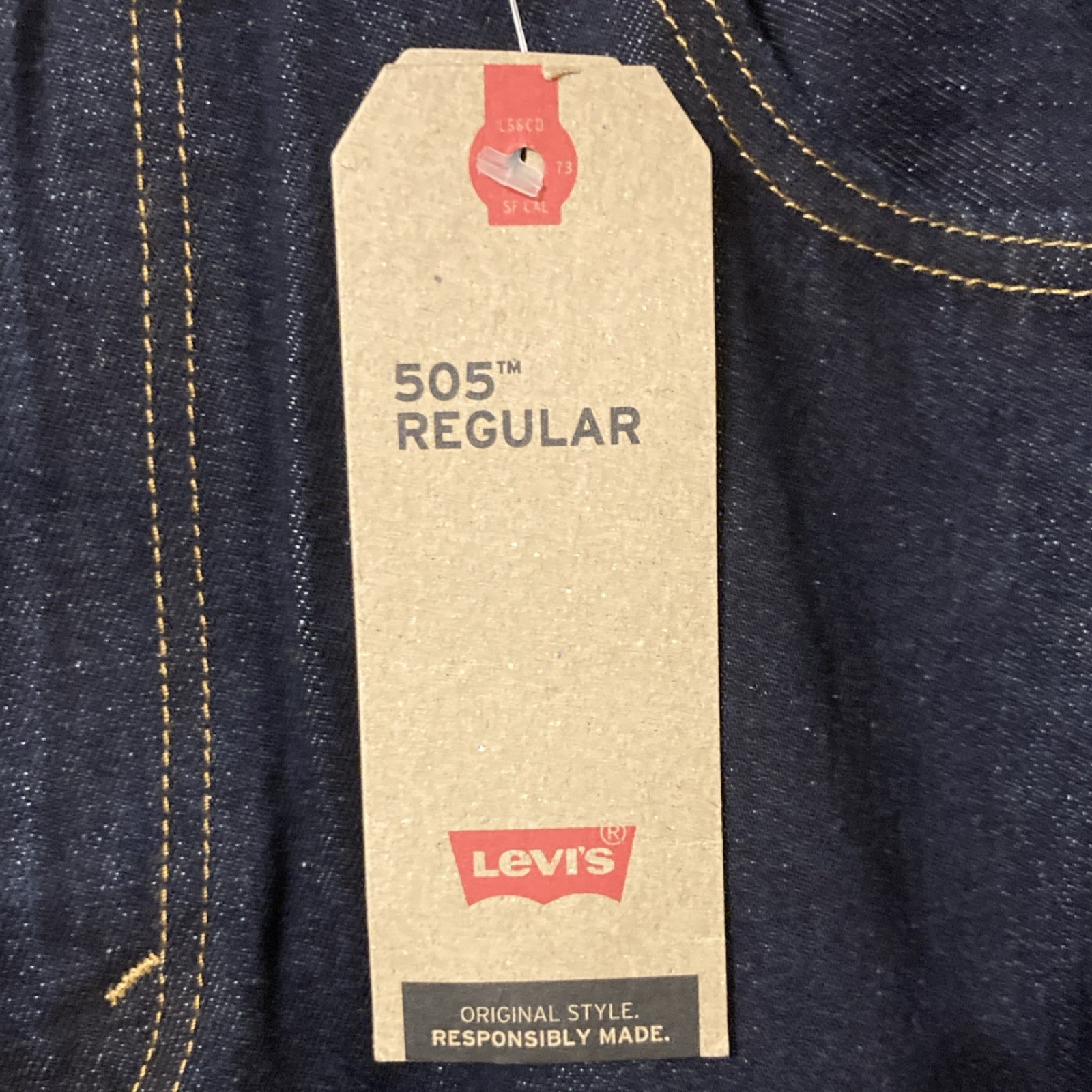 NWT Levi’s 505 Regular Fit Straight Leg Dark Wash Blue Denim Jeans, Cotton 38×32
