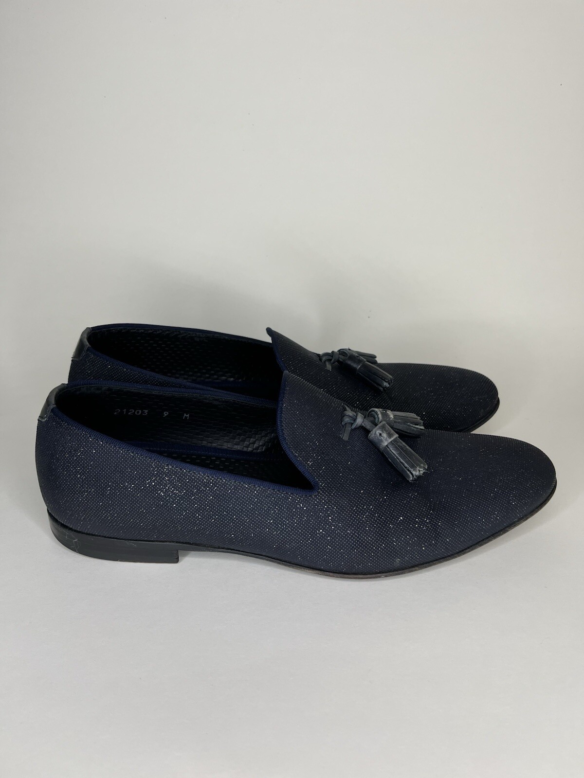 Magnanni Glitter Tassel Loafers Blue Men’s 9M Casual Dress Shoes Made In Spain