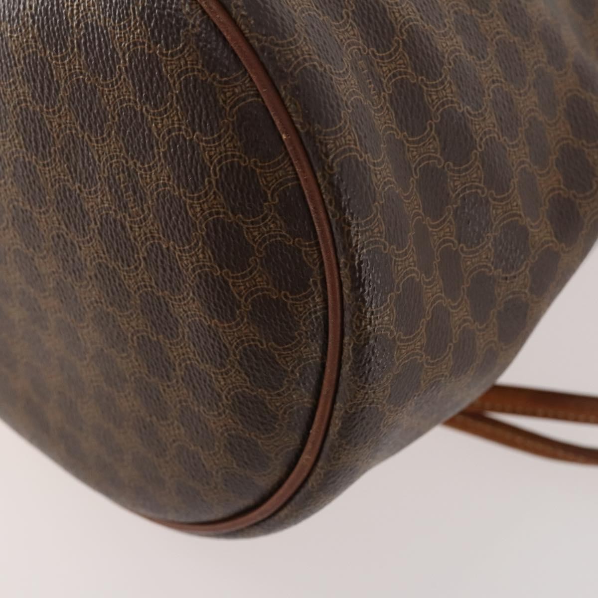 CELINE Macadam Canvas Purse Backpack PVC Leather Brown Gold Auth 174718