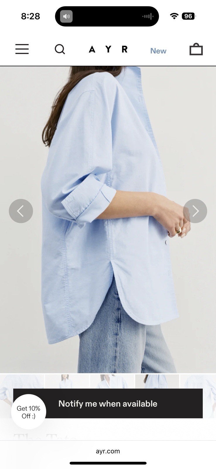 AYR The Tate Button Down Shirt Women’s Size Small Oxford Blue