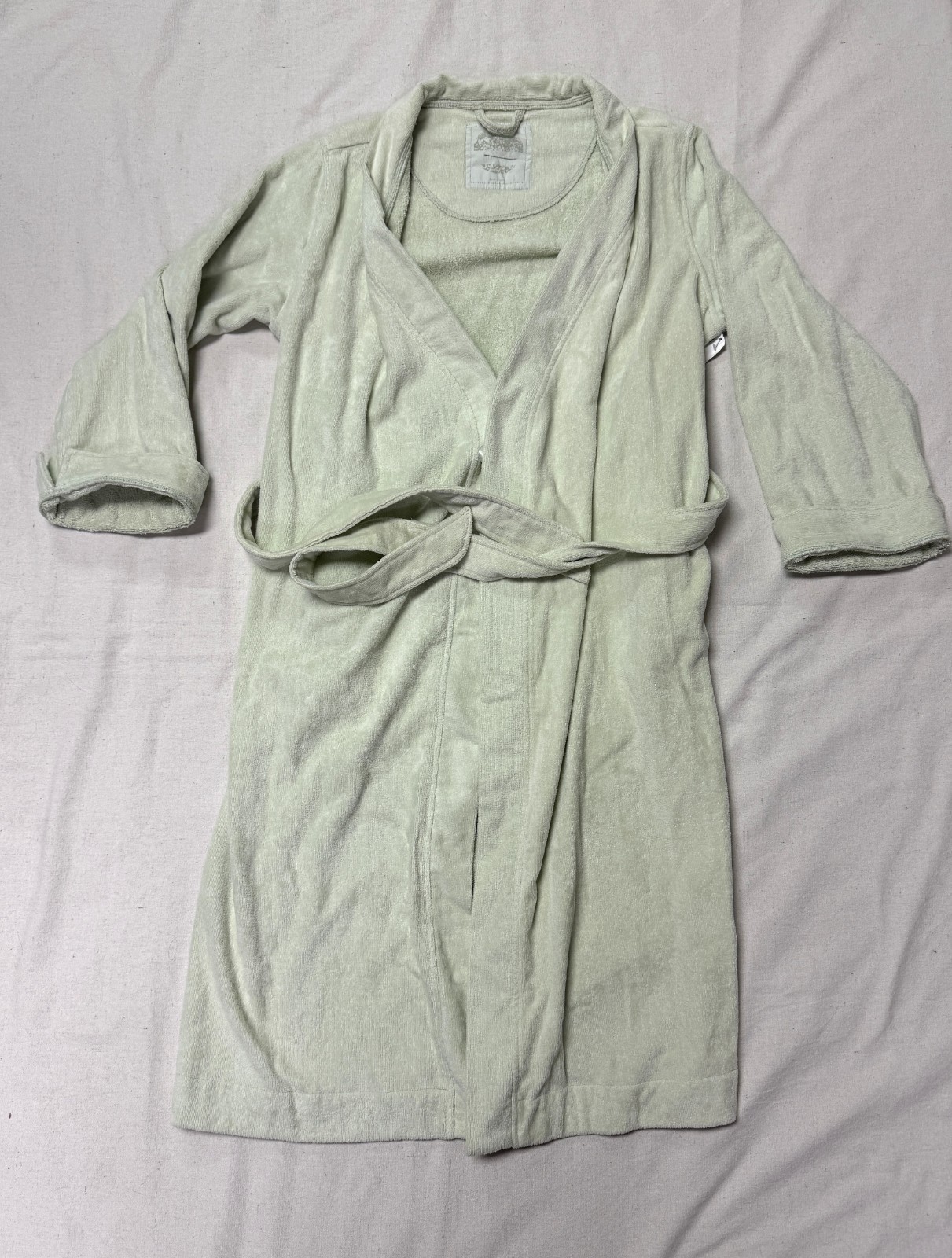Terry Cloth Bath Robe Unisex Sage Green Large 70% Cotton 30% Rayon from Bamboo