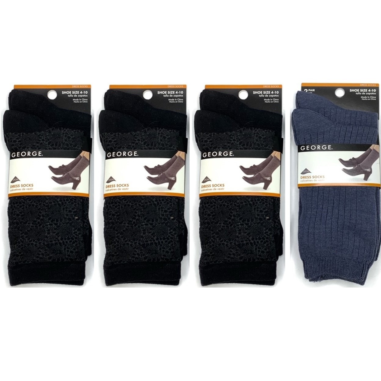 Women’s Crew Dress Socks Assortment Plain Dark Colors Shoe Size 4-10, 8-Pack