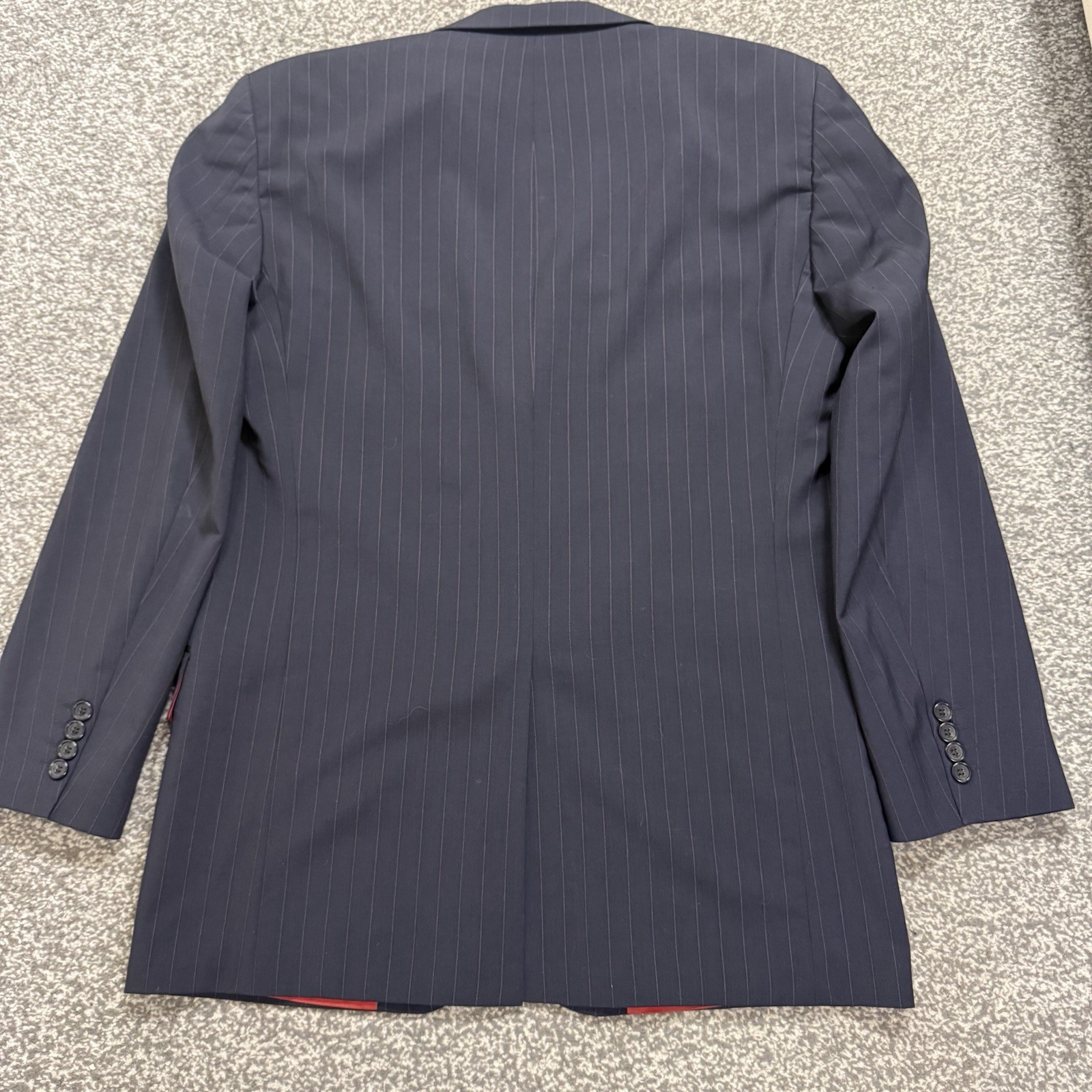 Strellson Men’s Wool Jacket Blazer Uk 40 Eu 50 Black Pinstriped Made in Portugal