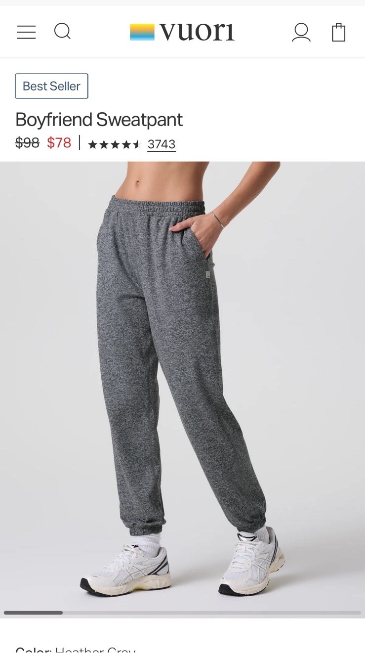 Vuori Boyfriend Jogger Pants Knit Sweatpants Heather Gray Women’s Medium VW457