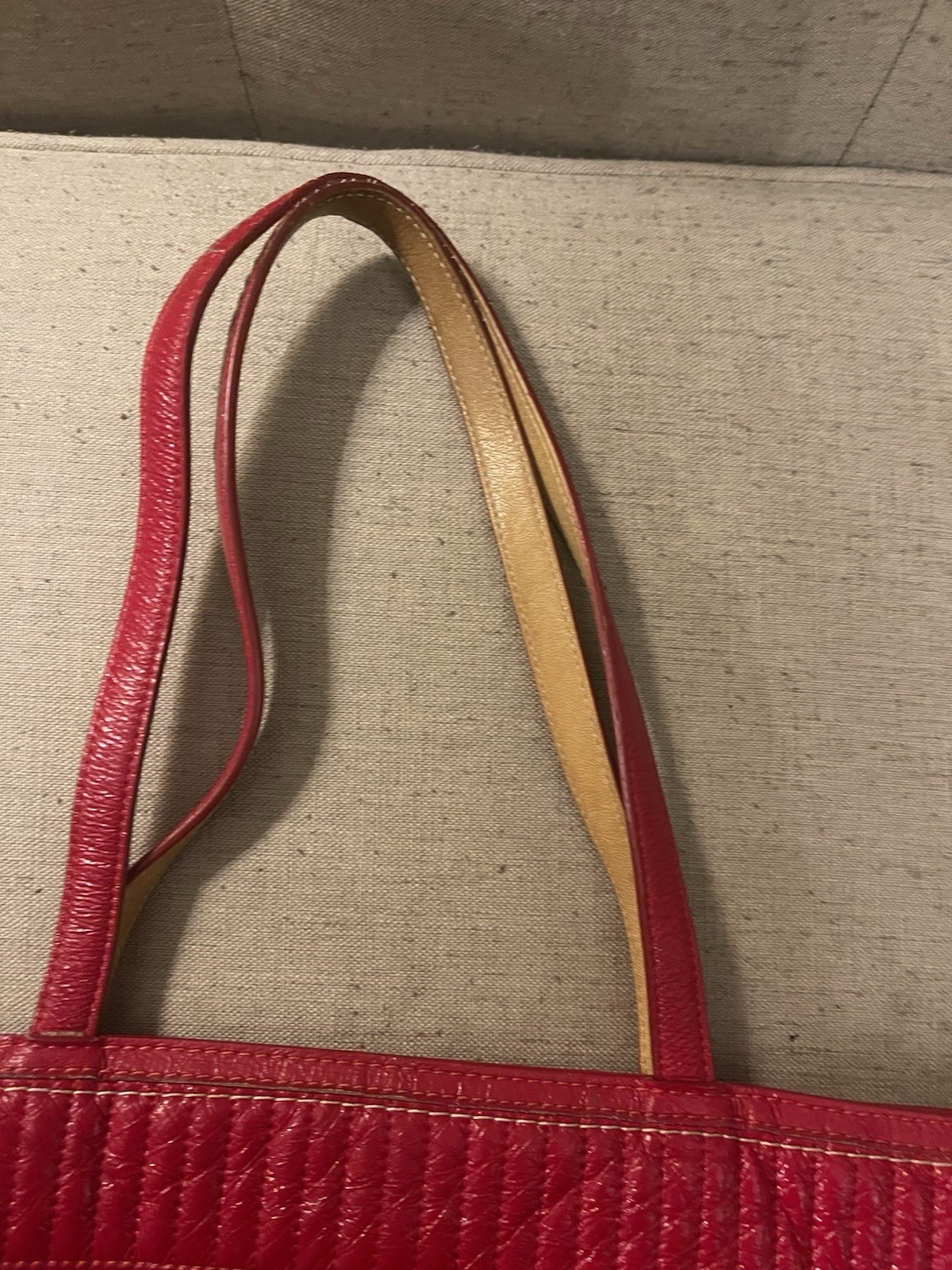 Coach Poppy Daisy Liquid Gloss tote bag, featuring quilted red patent leather