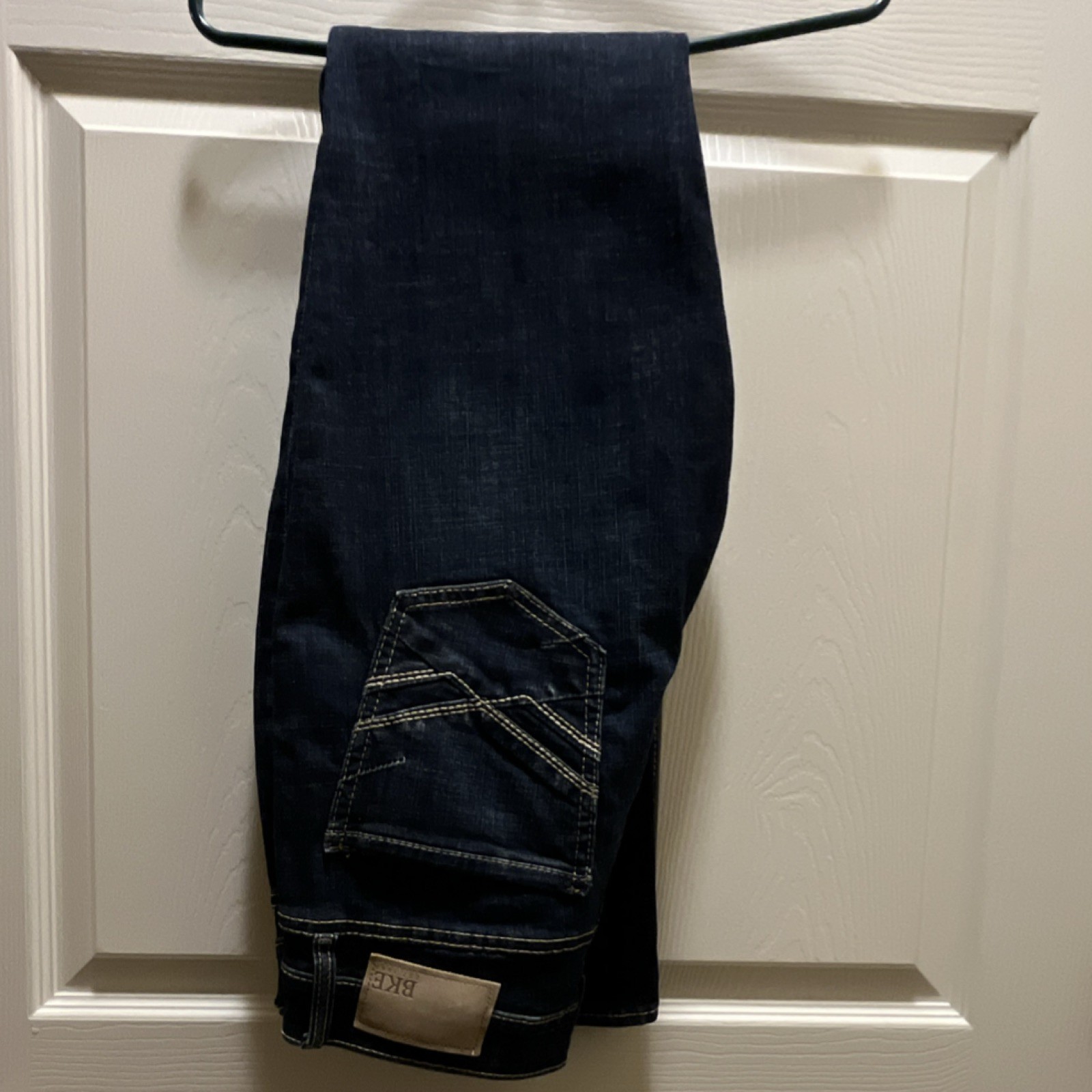 BKE Jake Straight Men’s Jeans Dark Blue Denim Mid Rise 5-Pocket Button Zip