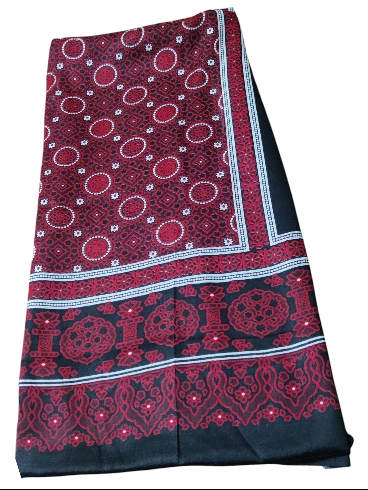 Sindhi Ajrak Traditional Chadar Oversized Printed Cultural Wrap Shawl Pakistan