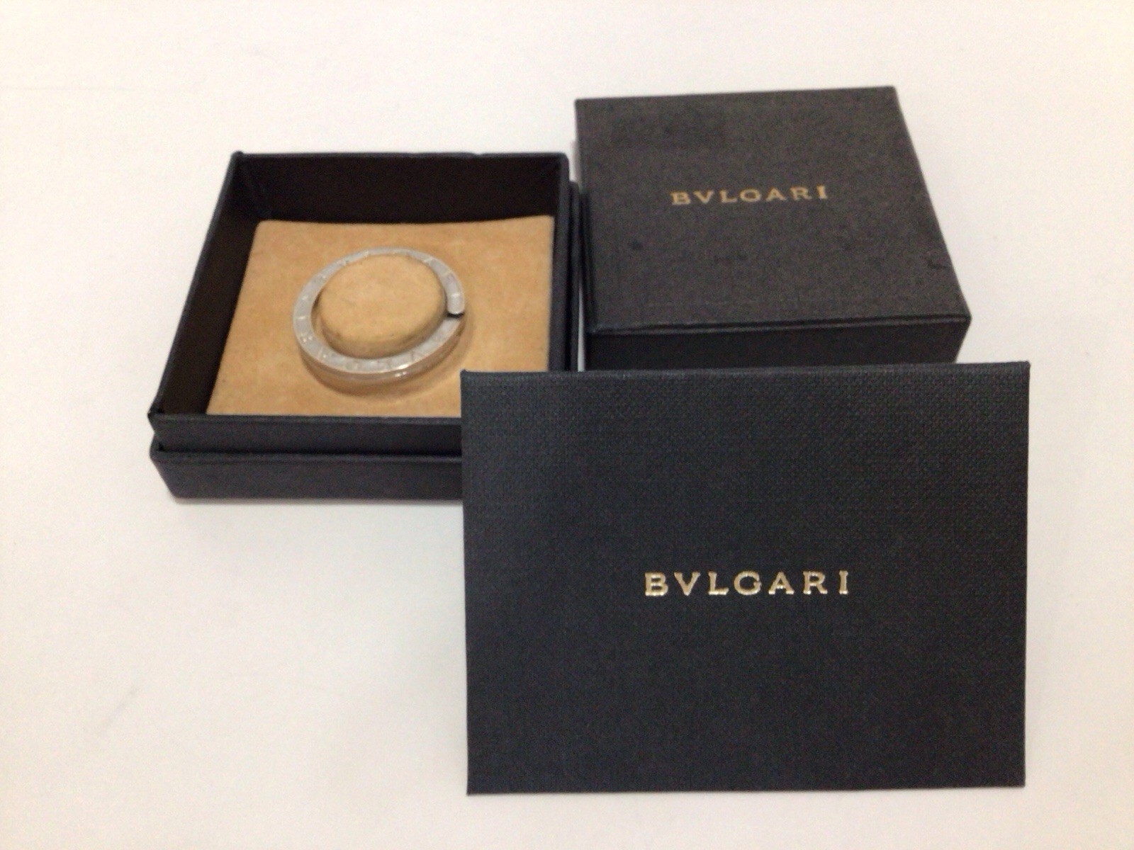 BVLGARI .925 STERLING SILVER KEY CHAIN / KEY FOB RING / BOX