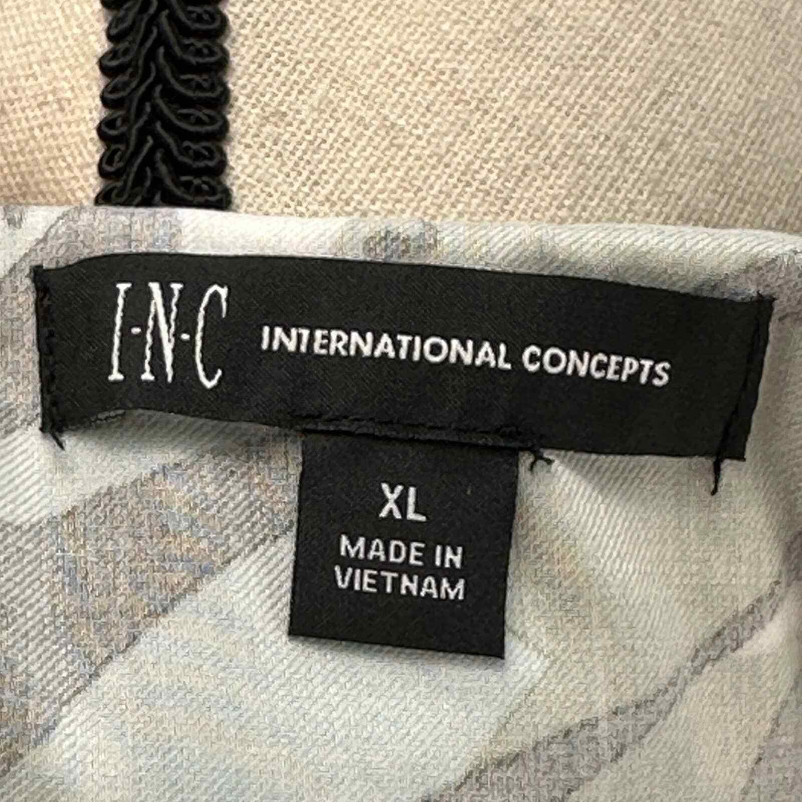 INC Sleeveless Ruffle Collar and Hem Blouse – Black Yellow Green Blue – size XL