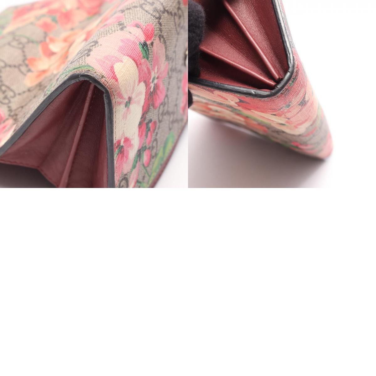 GUCCI GG Blooms Continental Wallet Bifold Purse 404070 canvas Beige Used