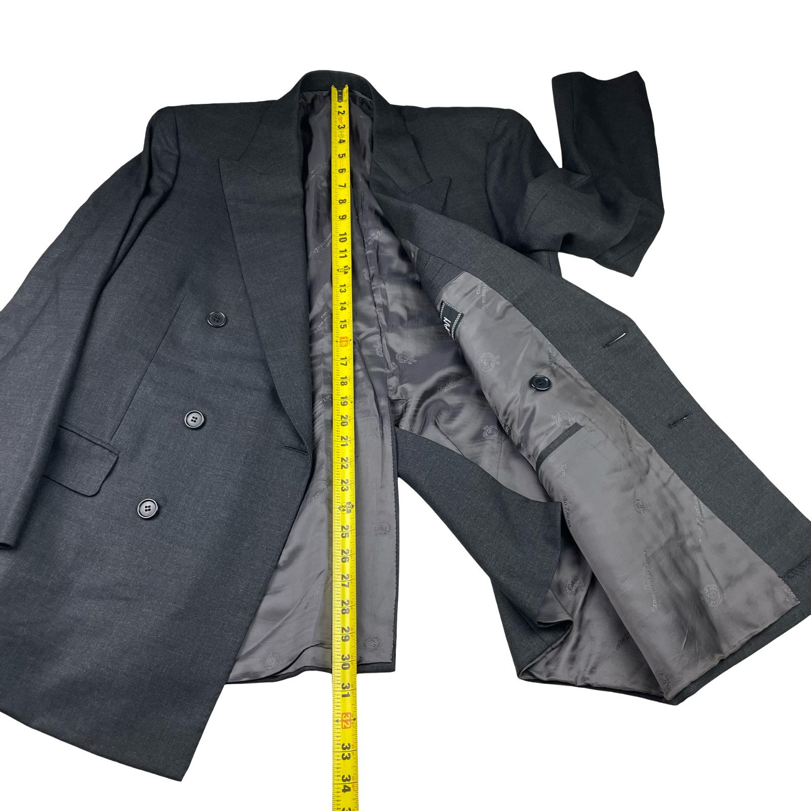 Ermenegildo Zegna Men’s Bespoke Double Breasted Suit Gray Plaid • 42S | 38×30