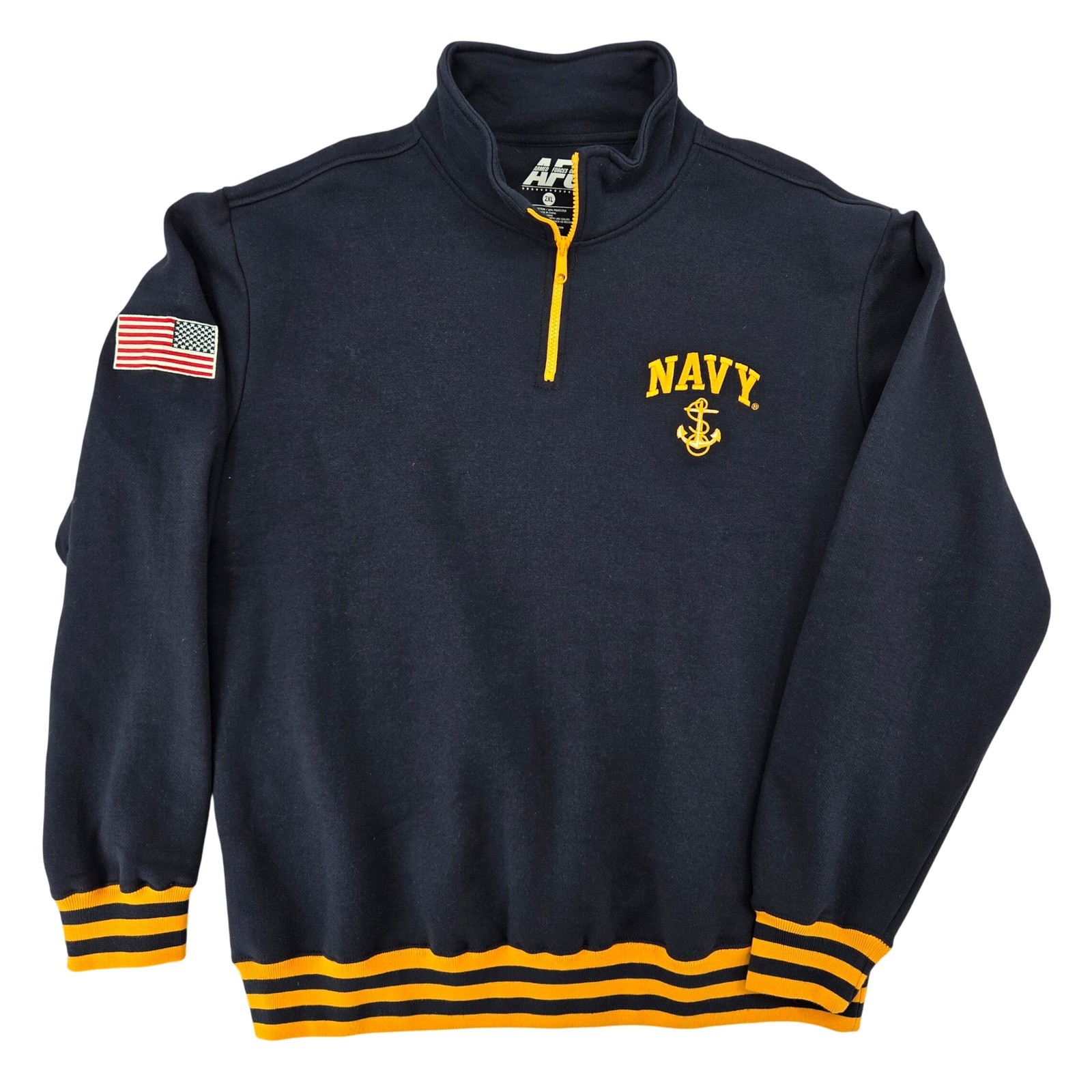 Armed Forces Gear 2XL Navy Quarter Zip Sweatshirt Military Collegiate Patriotic