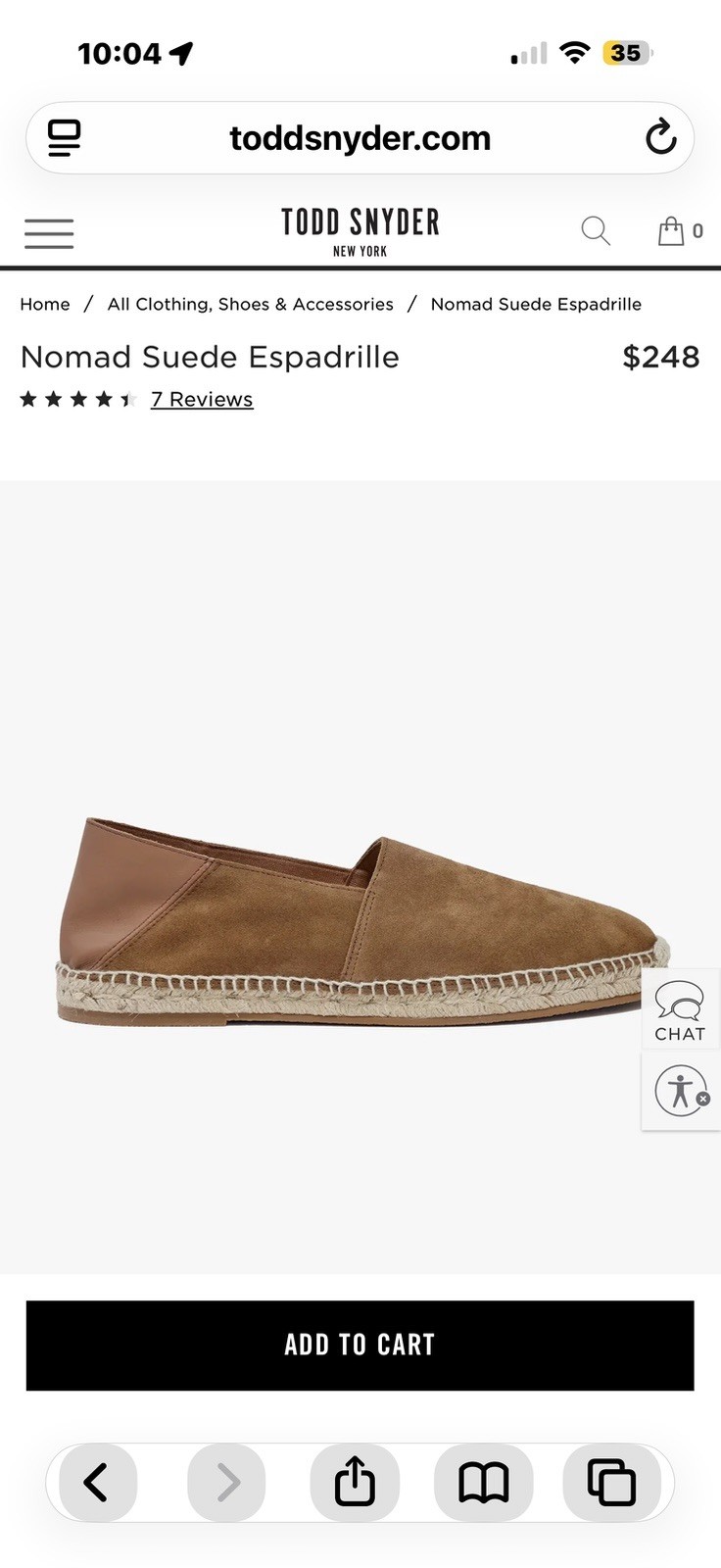 Todd Snyder Espadrilles Mens 9 Brown Suede Leather Slip On Made in Spain Nomad