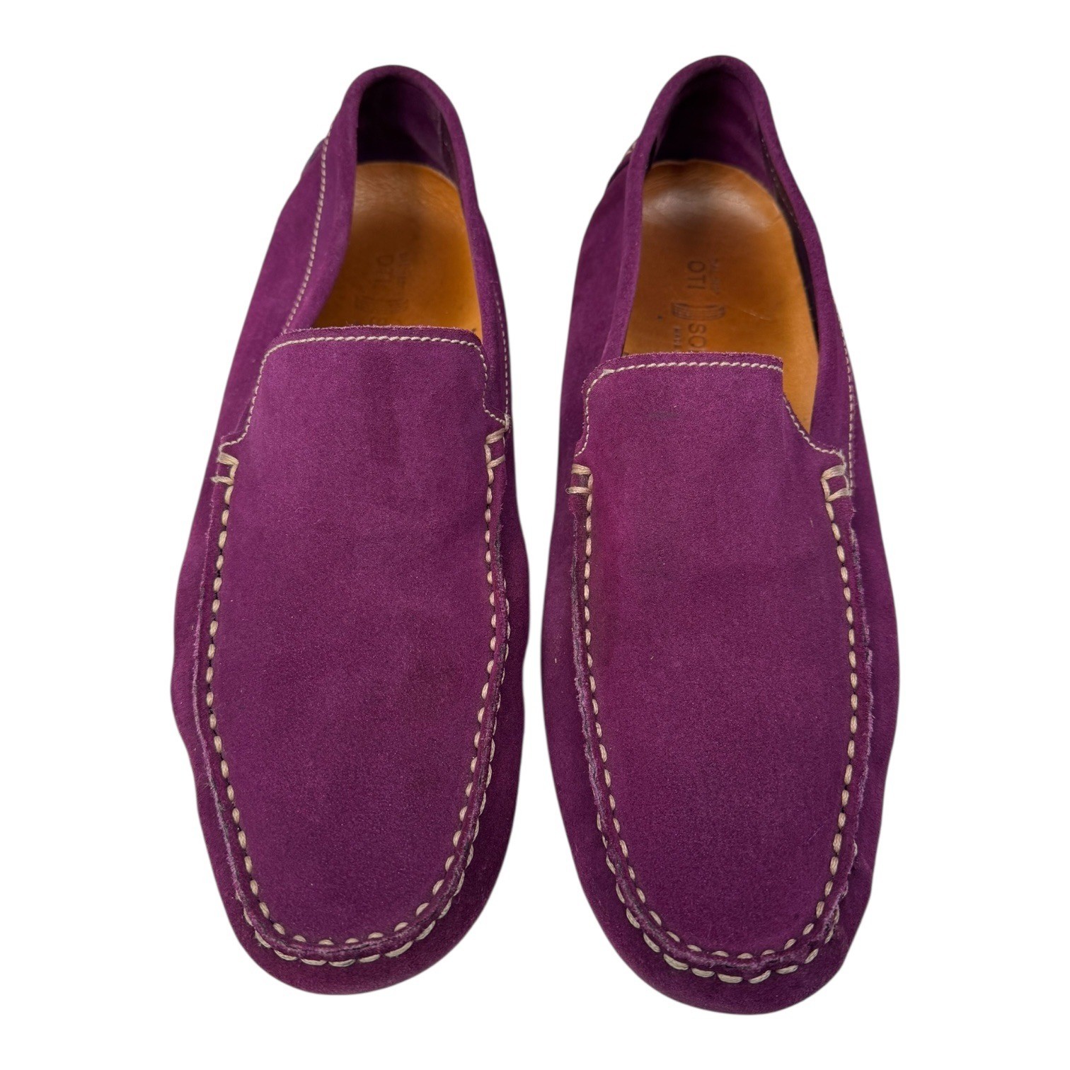 Oti Sopse Purple Suede Leather Italian Loafers Driving Moccasins Mens 11.5 SU