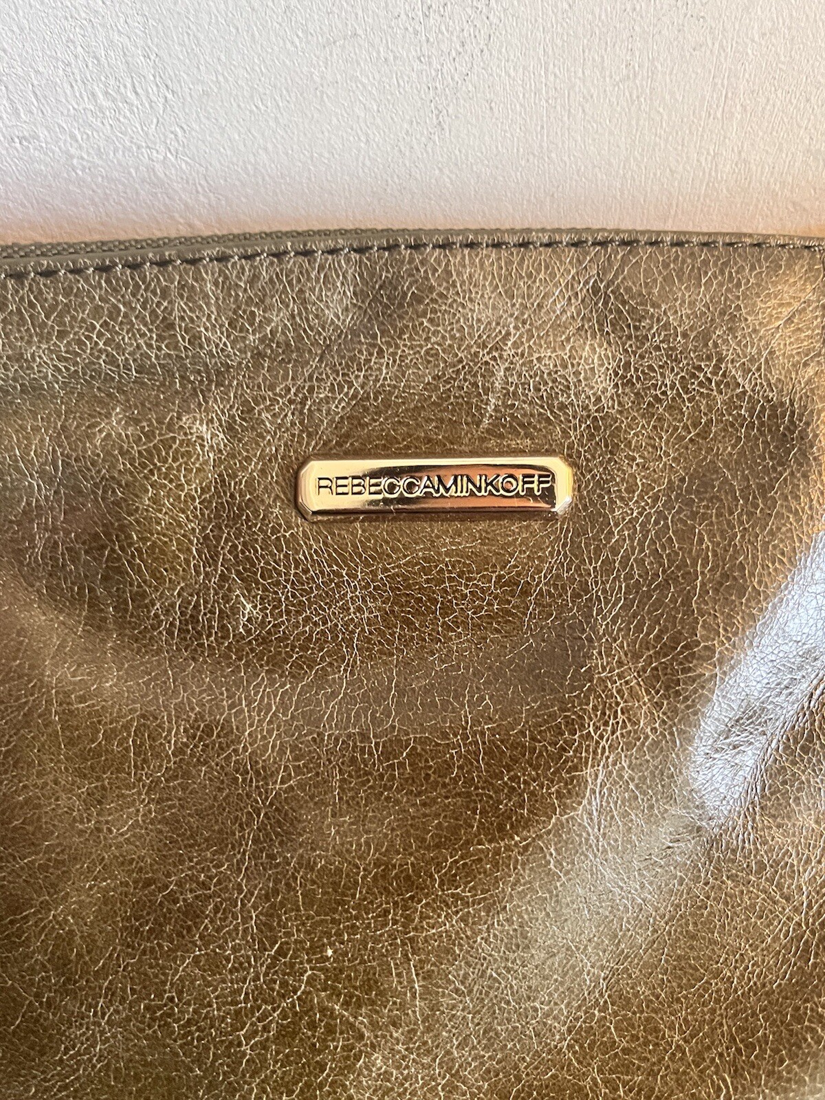 Rebecca Minkoff Tri Zip Mac Crossbody Bag Distressed Leather Kiwi Excellent