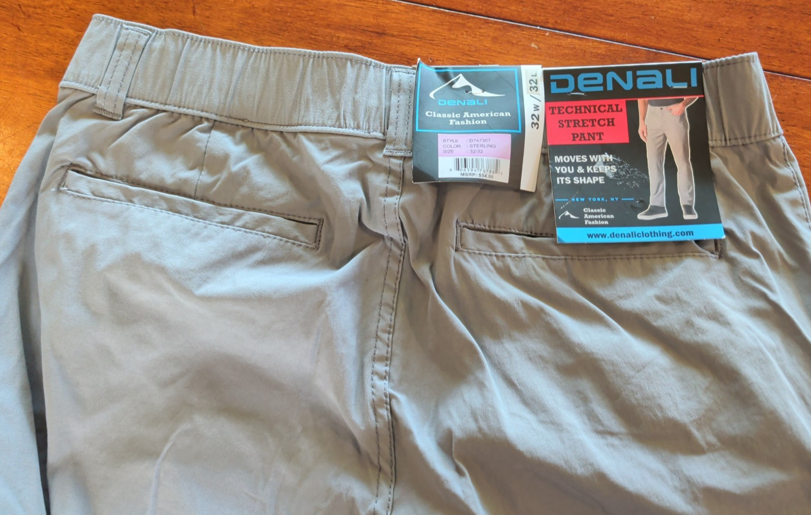 Denali Men’s Sterling Gray Technical Stretch Pants Size 32W/32L New