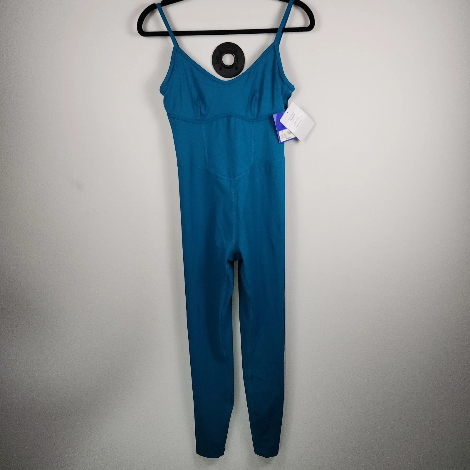 JoyLab Women’s Corset Bodysuit Leotard Stretch Jersey U-Neckline Teal Blue XS