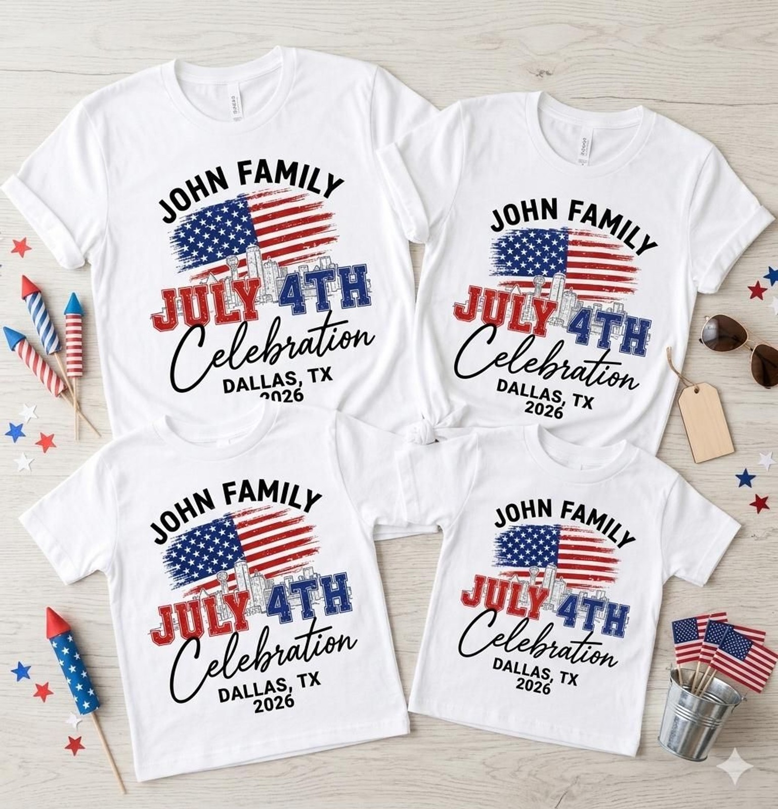 Custom Family 4th of July Shirts,Matching City Vacation Tees,Celebration Outfits