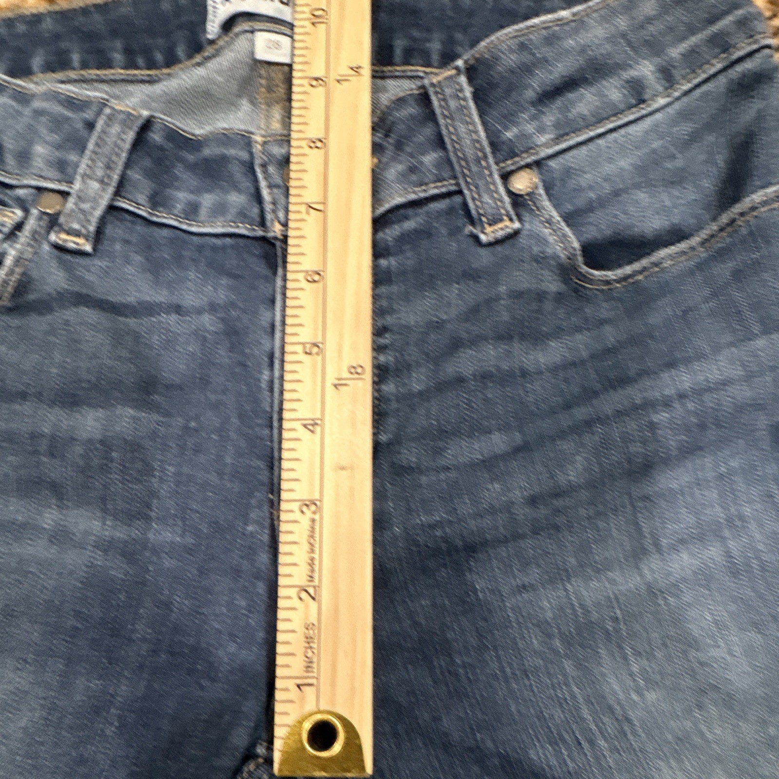 PAIGE Slim Cropped Jeans Medium Wash Distressed Stretch Mid Rise Blue 28 #J9