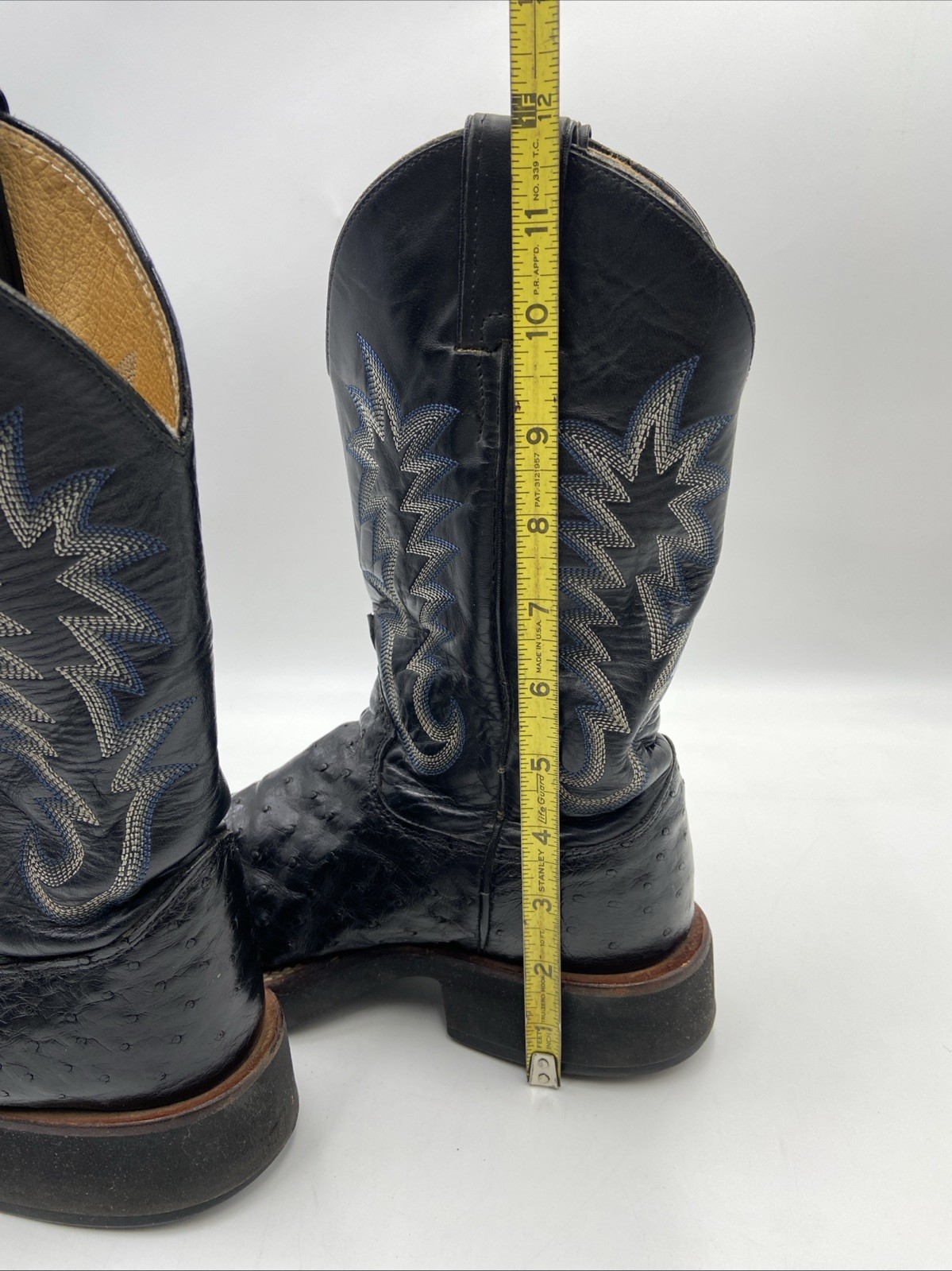 JUSTIN Black Ostrich Skin Mens Size 6D Round Toe Cowboy Boots #5003 USA Made