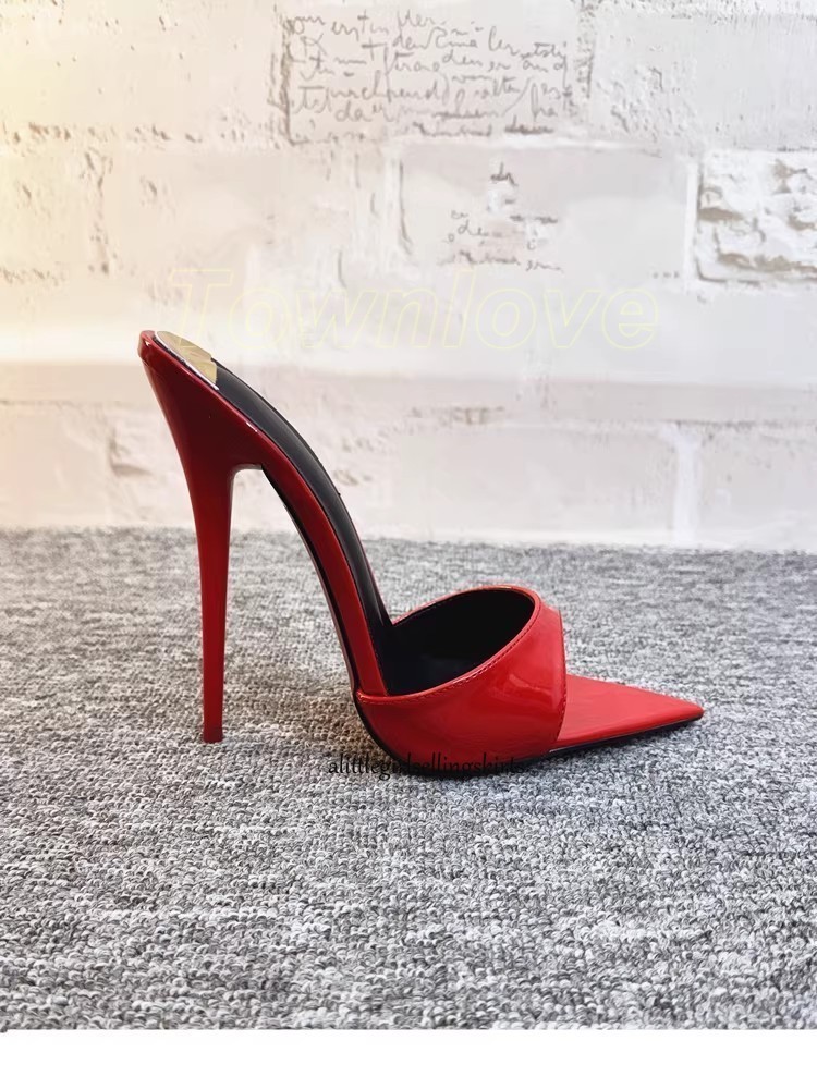 Ladies High Stiletto Heel Slippers Slip on Pointy Toe Mules Sandals Party Shoes