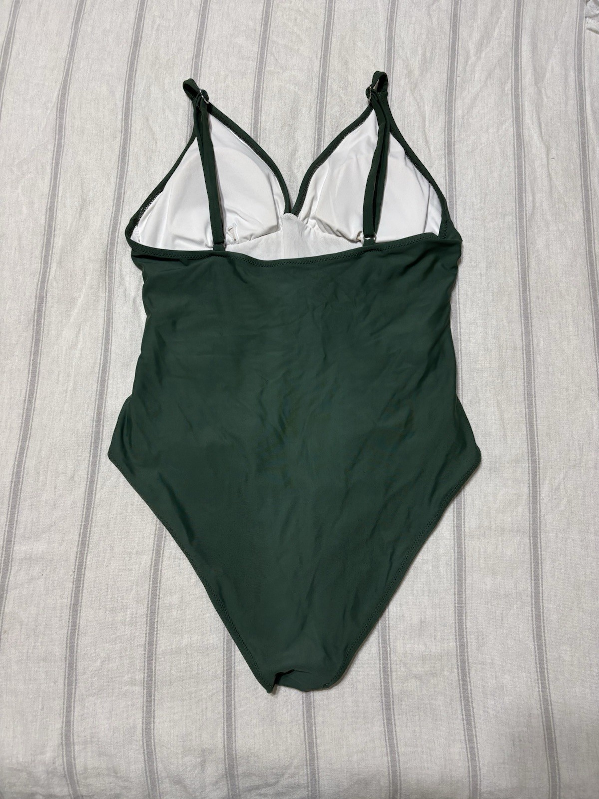 Women’s Tummy Control One Piece Swimsuit Olive Green Large