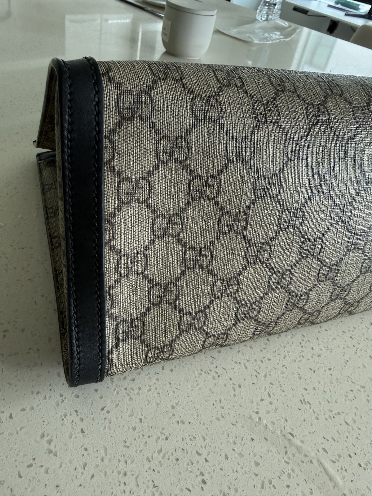 Gucci GG Padlock Medium Top Handle Bag Beige Black Gold Lock Chain Strap