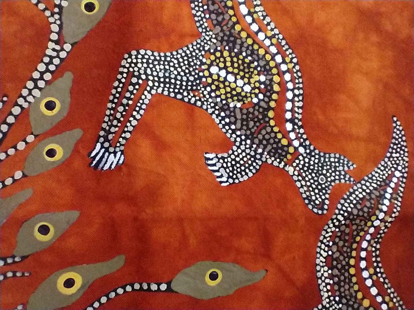 Australian Aboriginal Hand Painted Art Shirt, Mud Cloth Tie Dye Cotton, Kangaroo