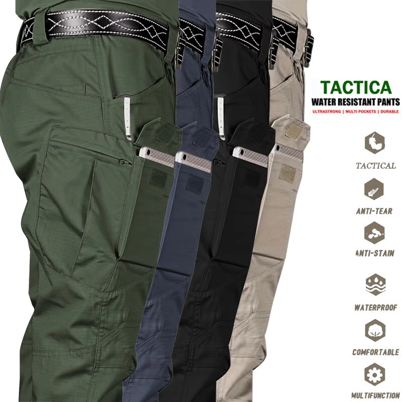 Mens Cargo Pants Tactical Waterproof Work Hiking Combat Outdoor Trousers Pants