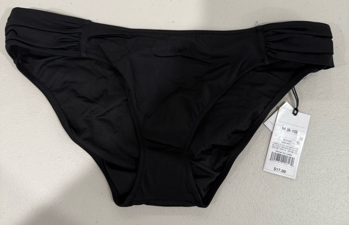 Shade And Shore Tab Side Hipster Black Bikini Bottoms Size M (8-10) NWOT