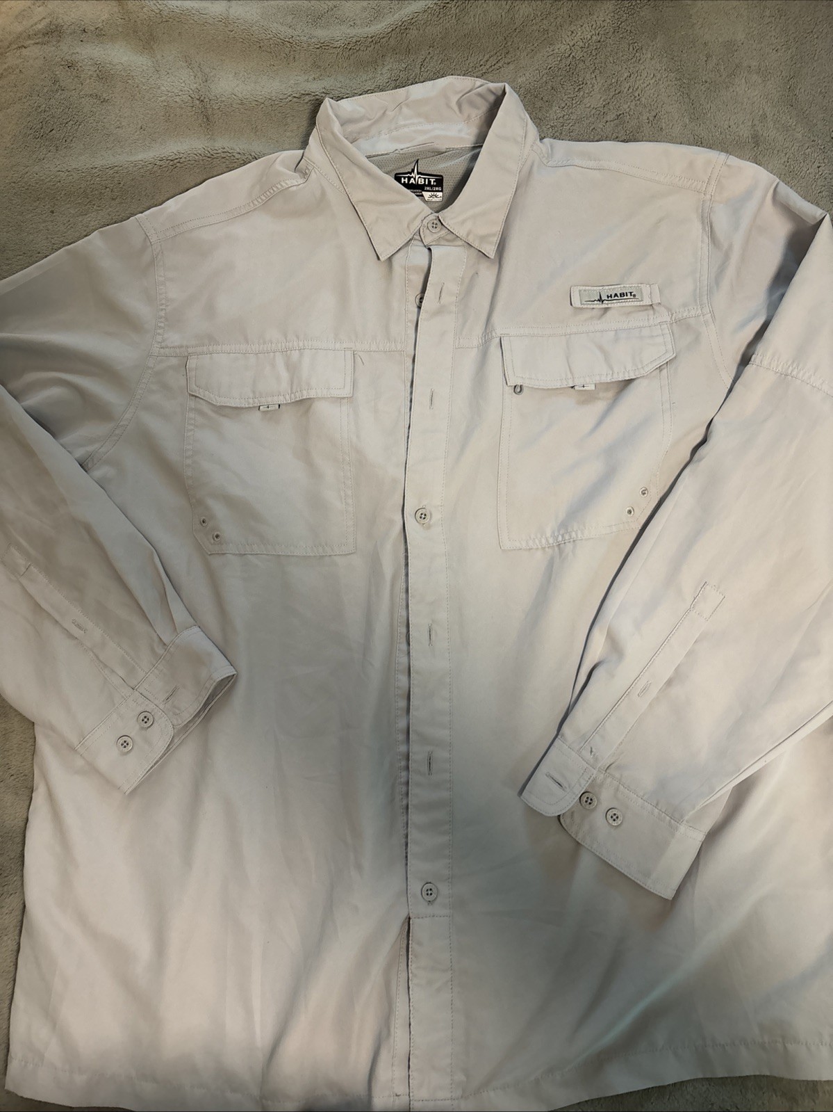 Habit Fishing Shirt 2XL Gray Long Sleeve UPF 40 Vented Performance Men’s