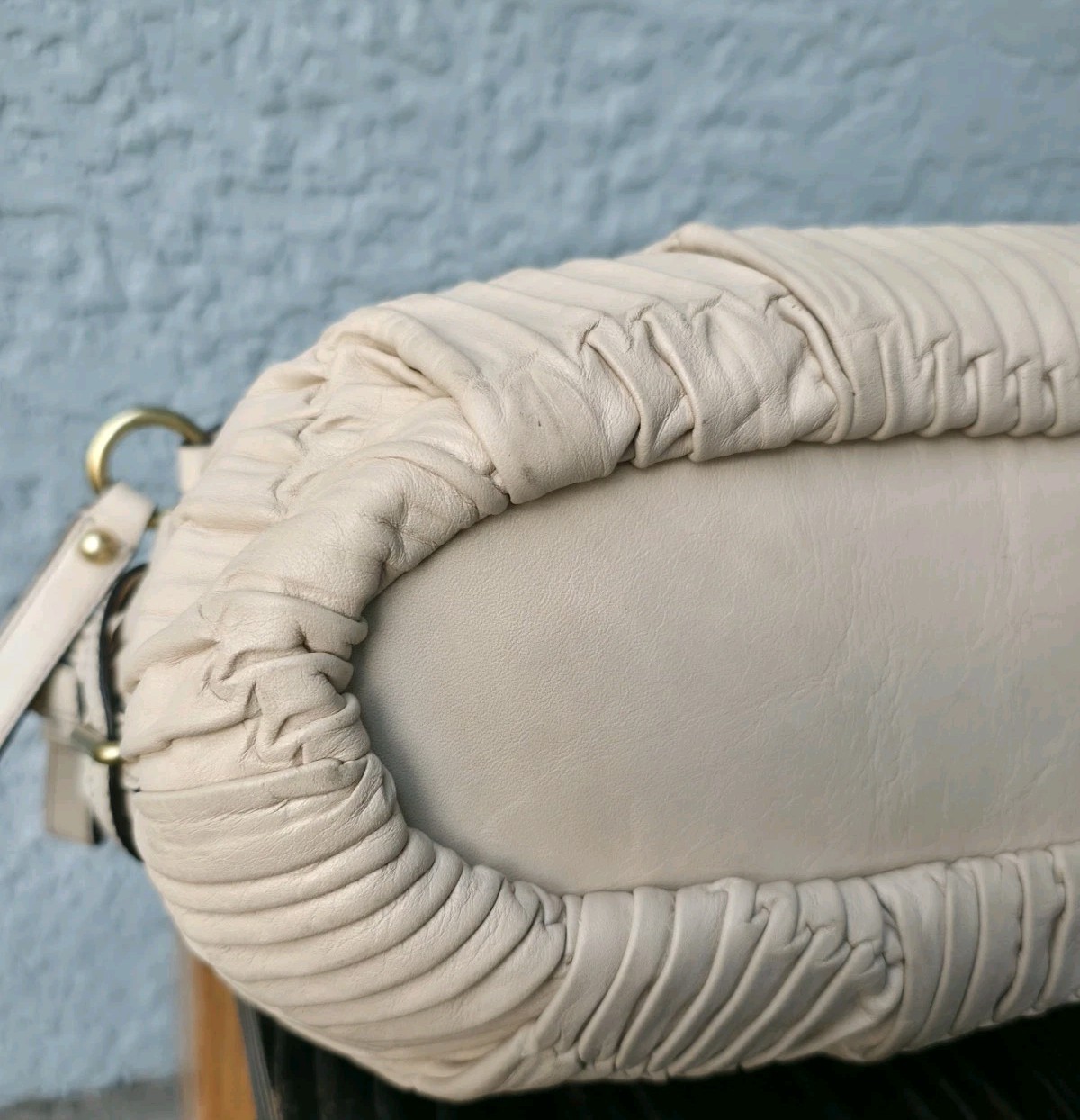 Coach Madison Sophia Gathered Leather Shoulder Bag Satchel Cream Parchment Beige
