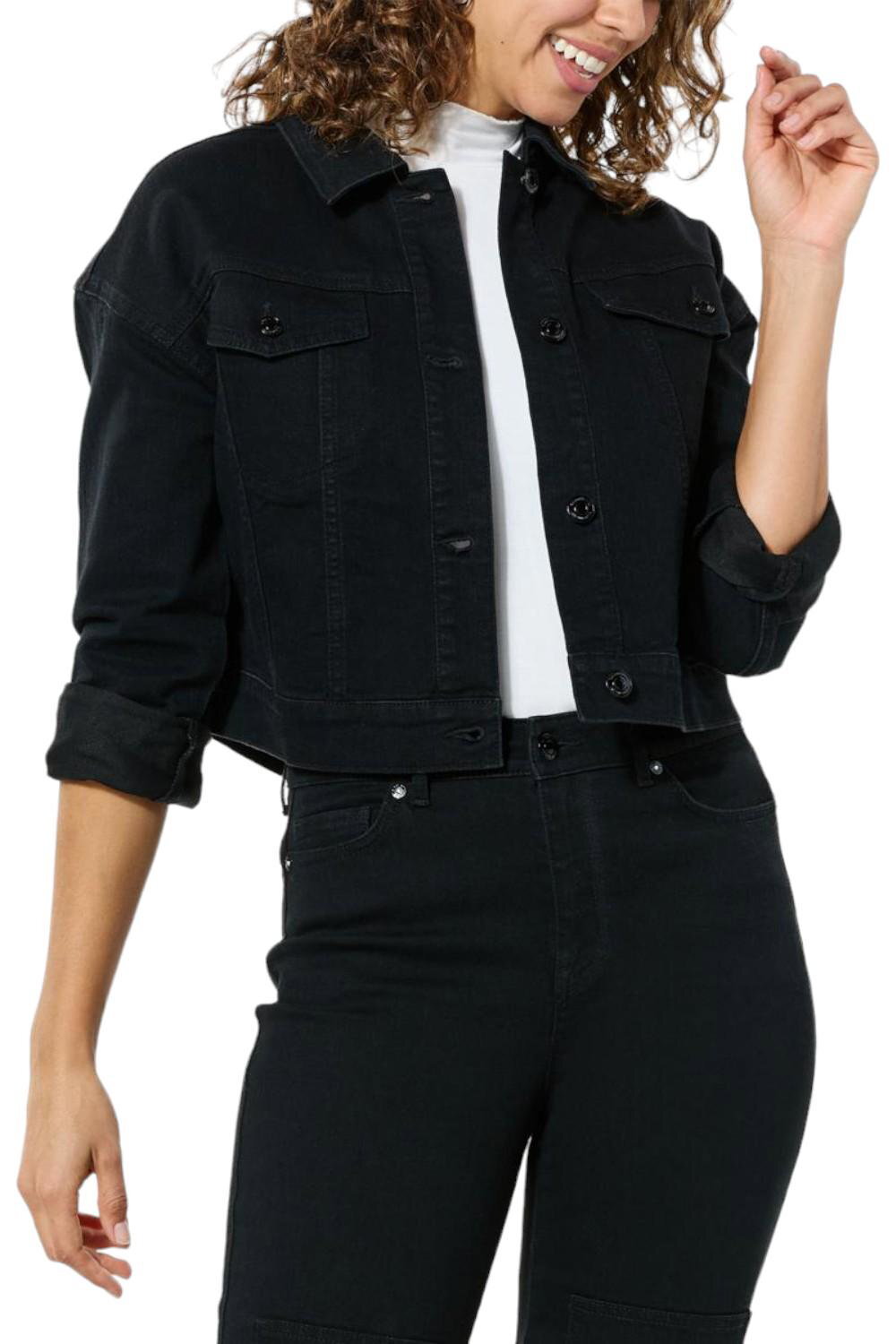 G by Giuliana Black Label Denim Twill Crop Jacket Black