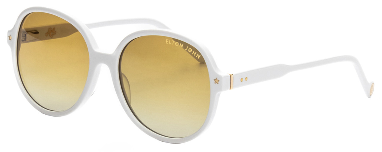Elton John DODGERS 1975 Unisex Designer Sunglass White/Amber Brown Gradient 59mm