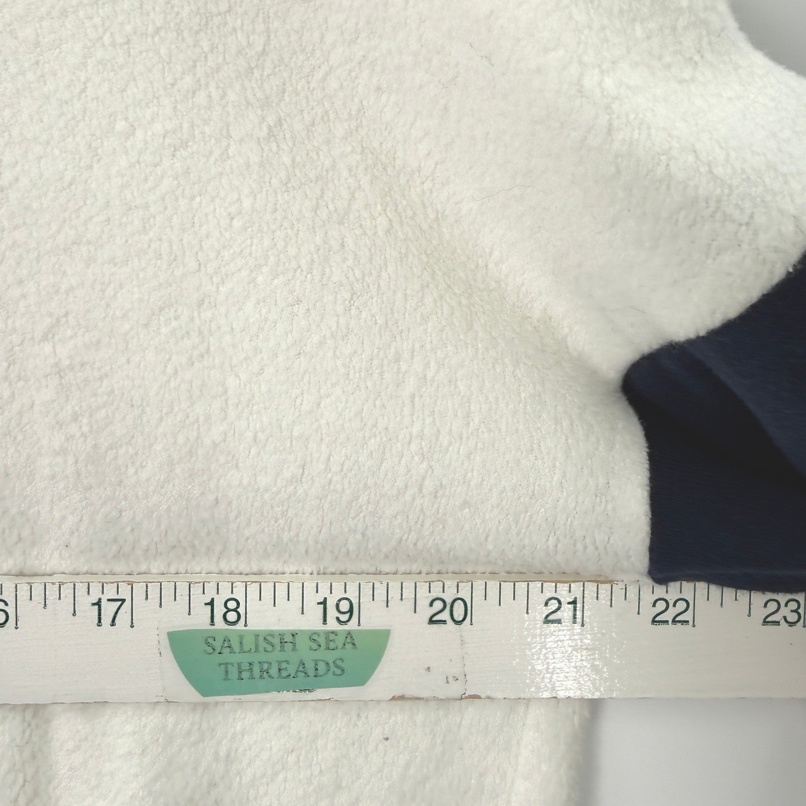 Faherty Beach Fleece Ringer Crew Women L Coastal Nautical Retro Preppy Soft