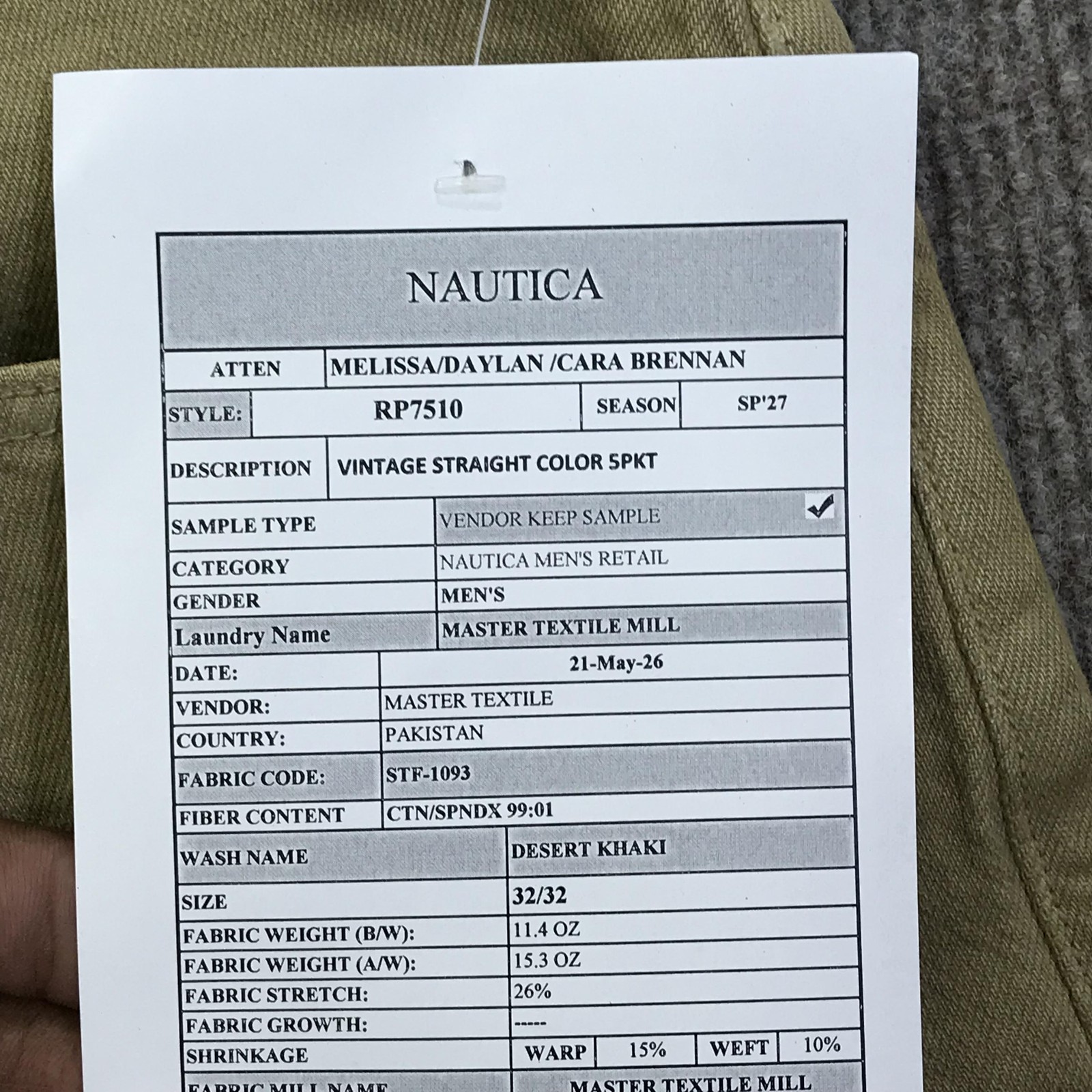 New Nautica Vintage Straight Jeans Mens 32×32 Beige Desert Khaki Denim Sample