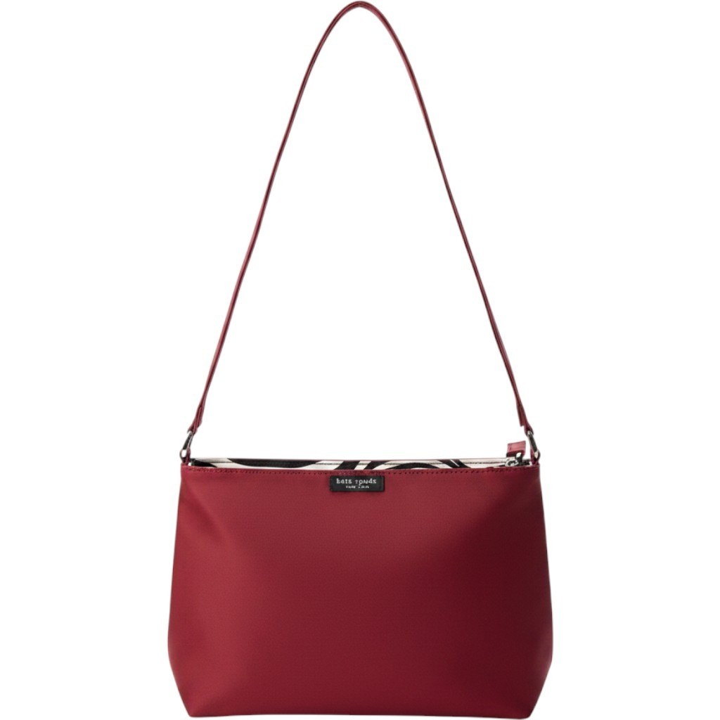Kate Spade Red Nylon Crossbody Bag Zebra Print Lining Zip Top Shoulder Bag