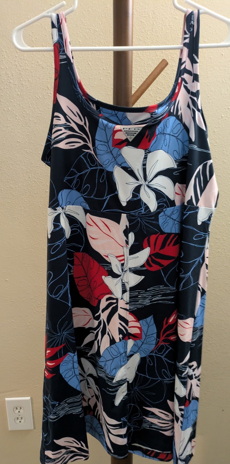 COLUMBIA Womens PFG UPF50 Tropical Blue Red Sleeveless Dress Size XLNew NWOT