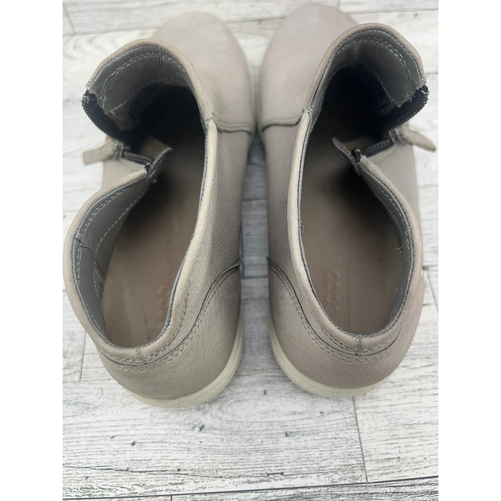 ECCO Soft 7 Slip On Mid Boots Grey Leather Zip Side Women EU 40 US 9