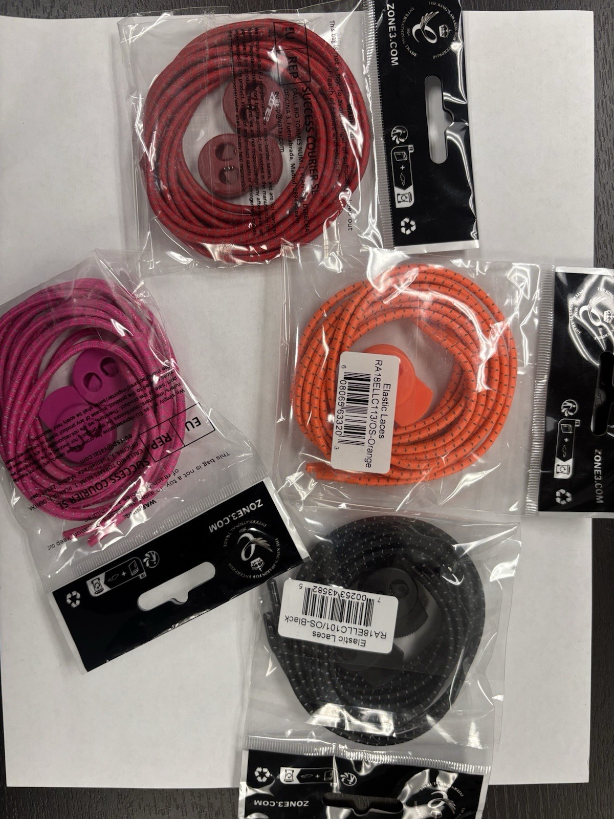 Zone3 Elastic laces mixed color bundle 4pack