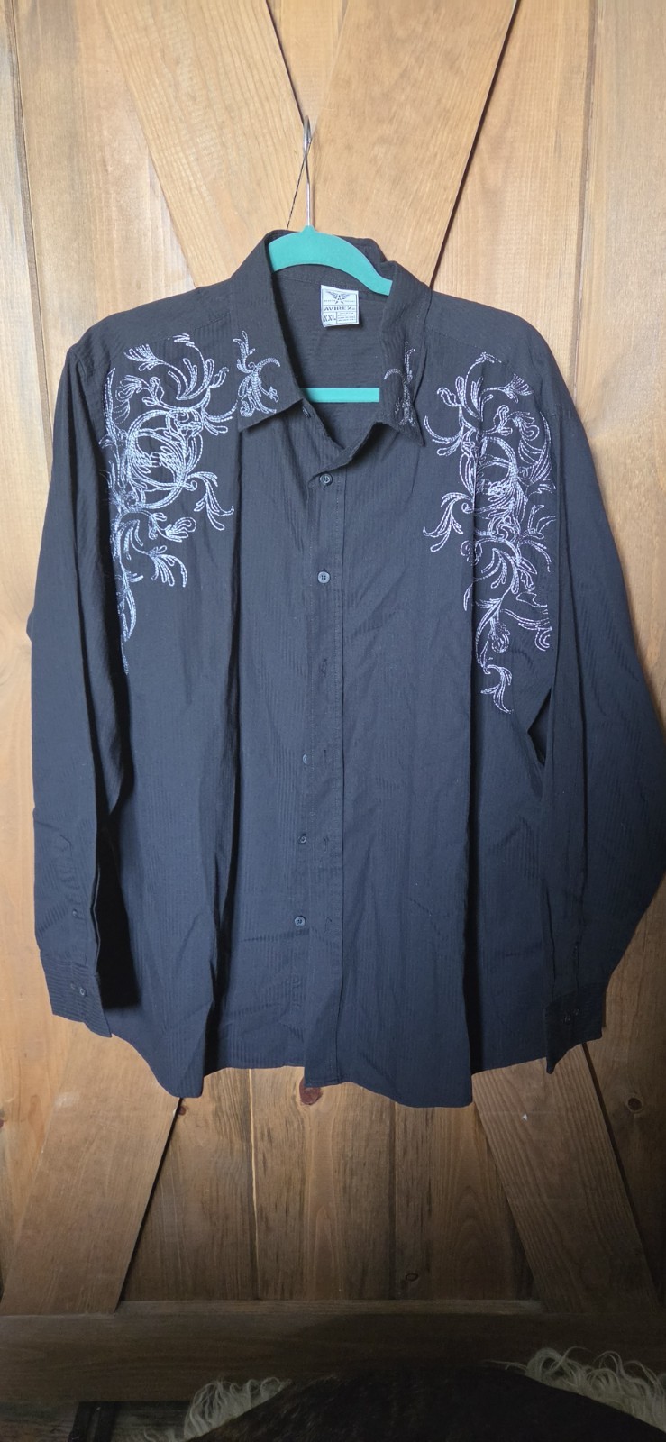 AVIREX Y2K Embroidered Long Sleeve Button Up Shirt