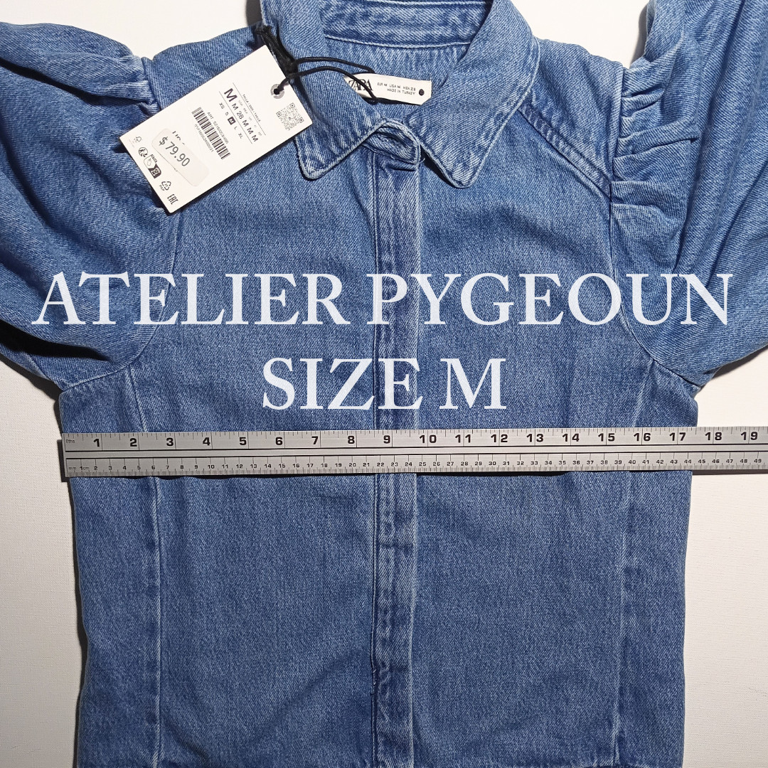 NWT ZARA Denim Puff Sleeve Blouse ZW Collection Blue 5216/053 XS, S, M, L
