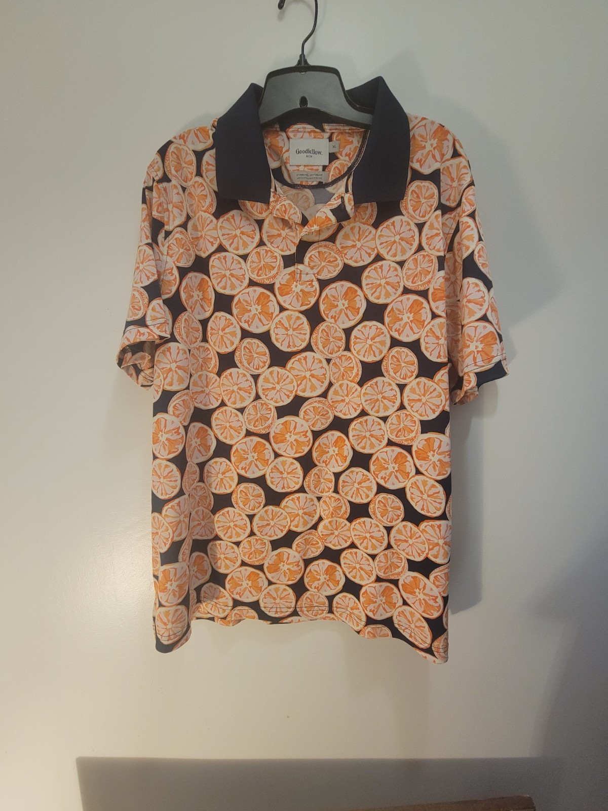 Goodfellow & Co Orange Slice Print Polo Shirt Mens XL Short Sleeve