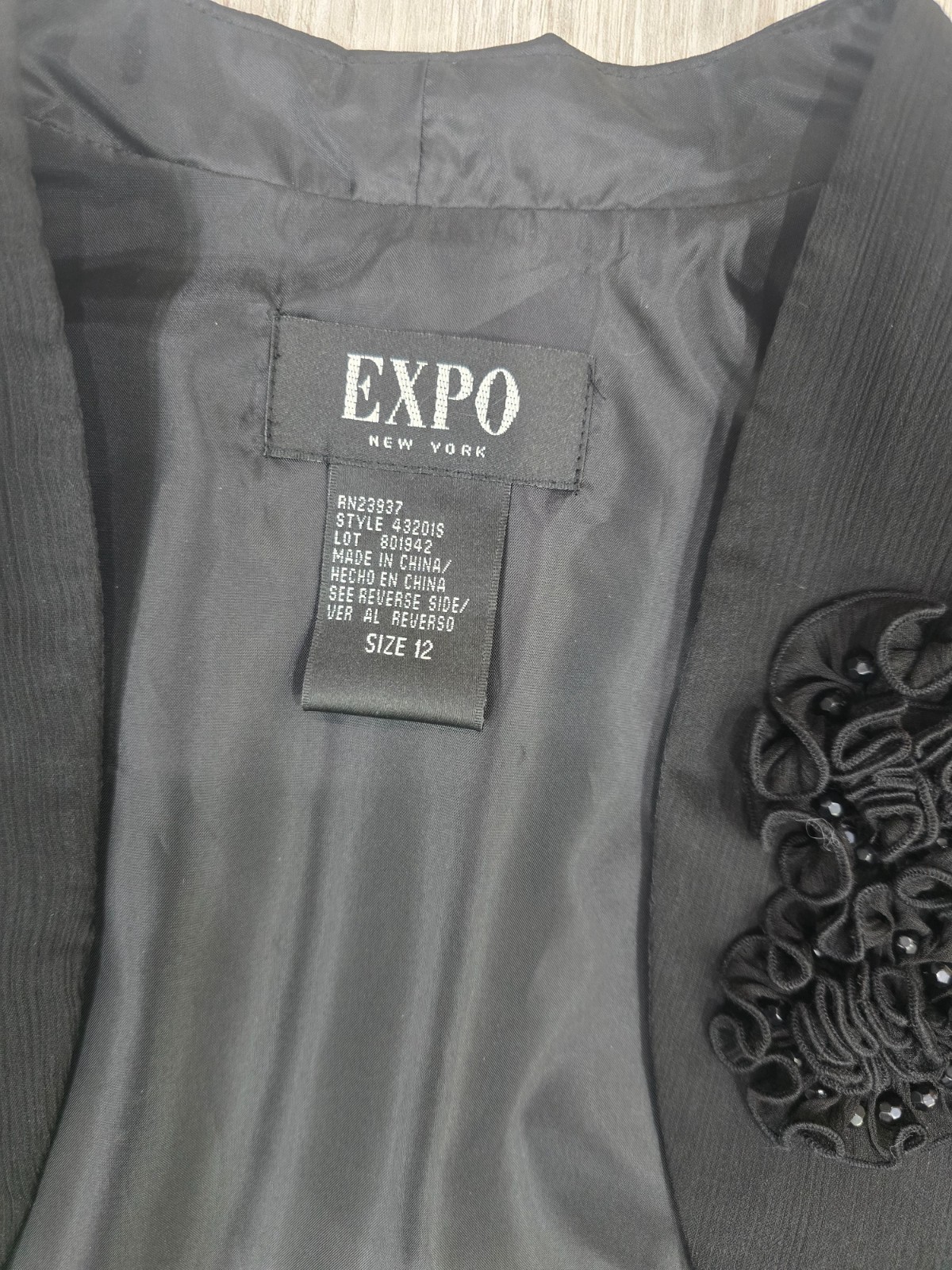 Expo New York 2 Pc Black Cropped & Ruched Top Set Women’s Size 12