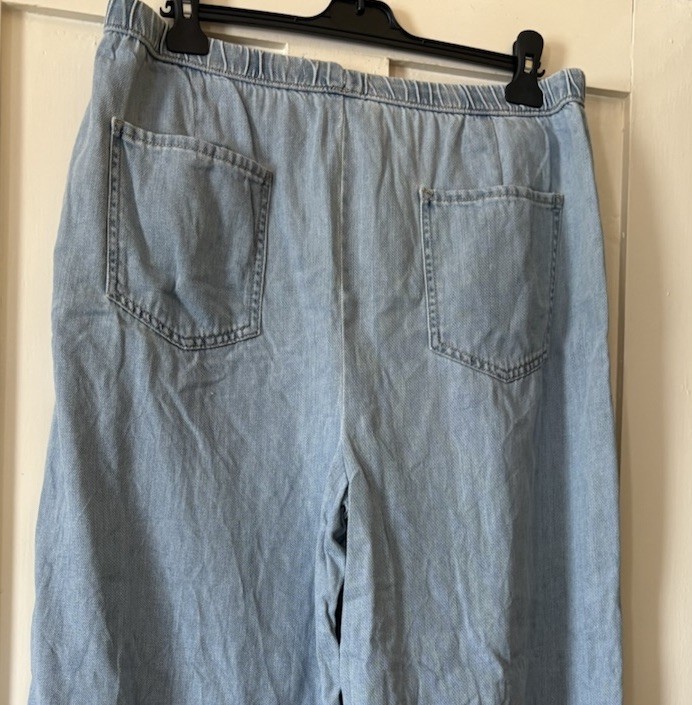 Matalan 365 Light Blue Denim Pull On Wide Leg Jeans UK18 L31″