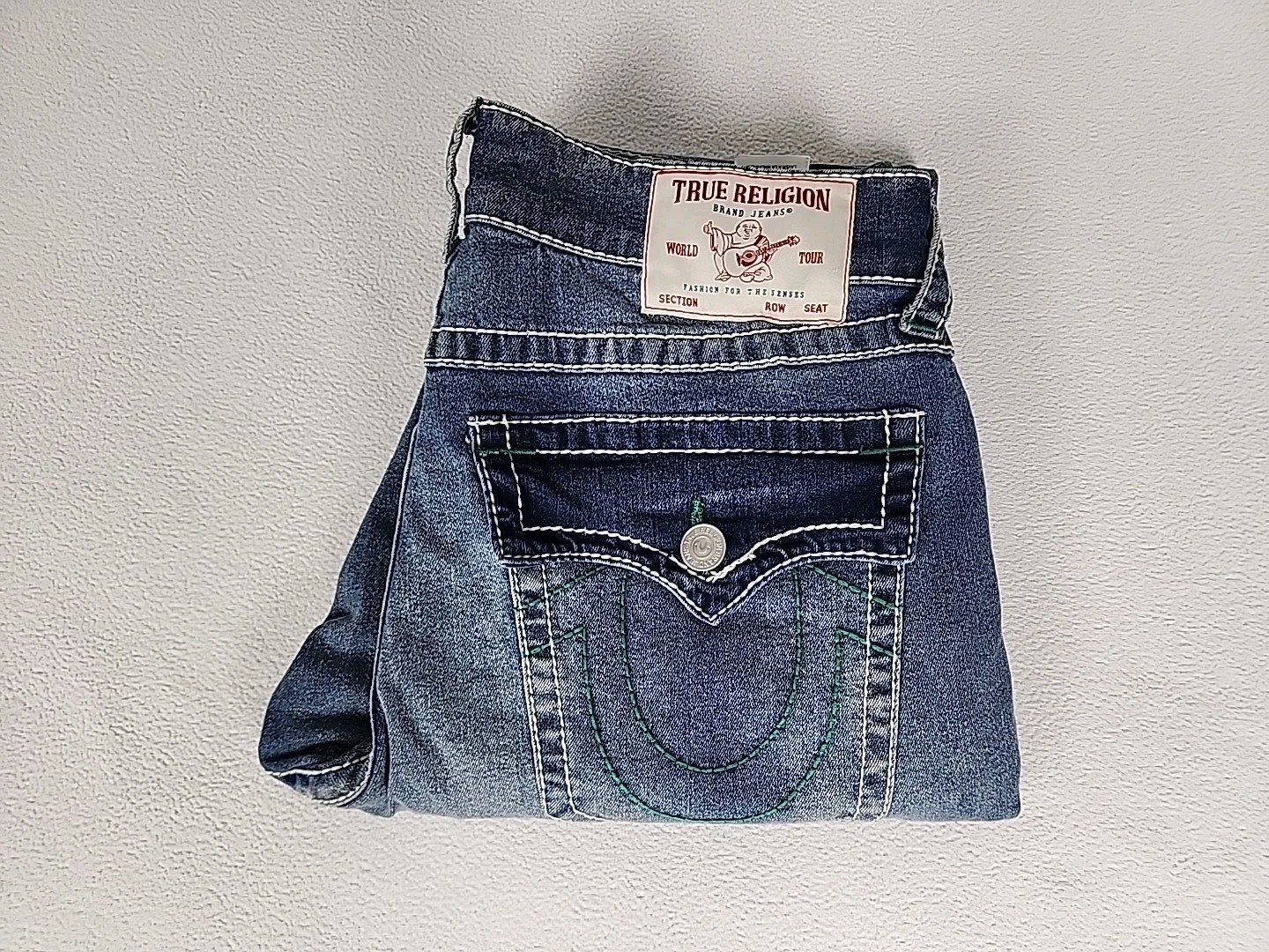 True Religion Ricky Big T Relaxed Straight Denim Jeans 32X34 Men’s Blue Flap