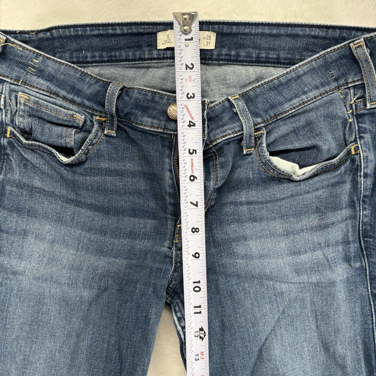 Hollister Women’s Blue Bootcut Jeans Low Rise Medium Wash Slim Fit Denim