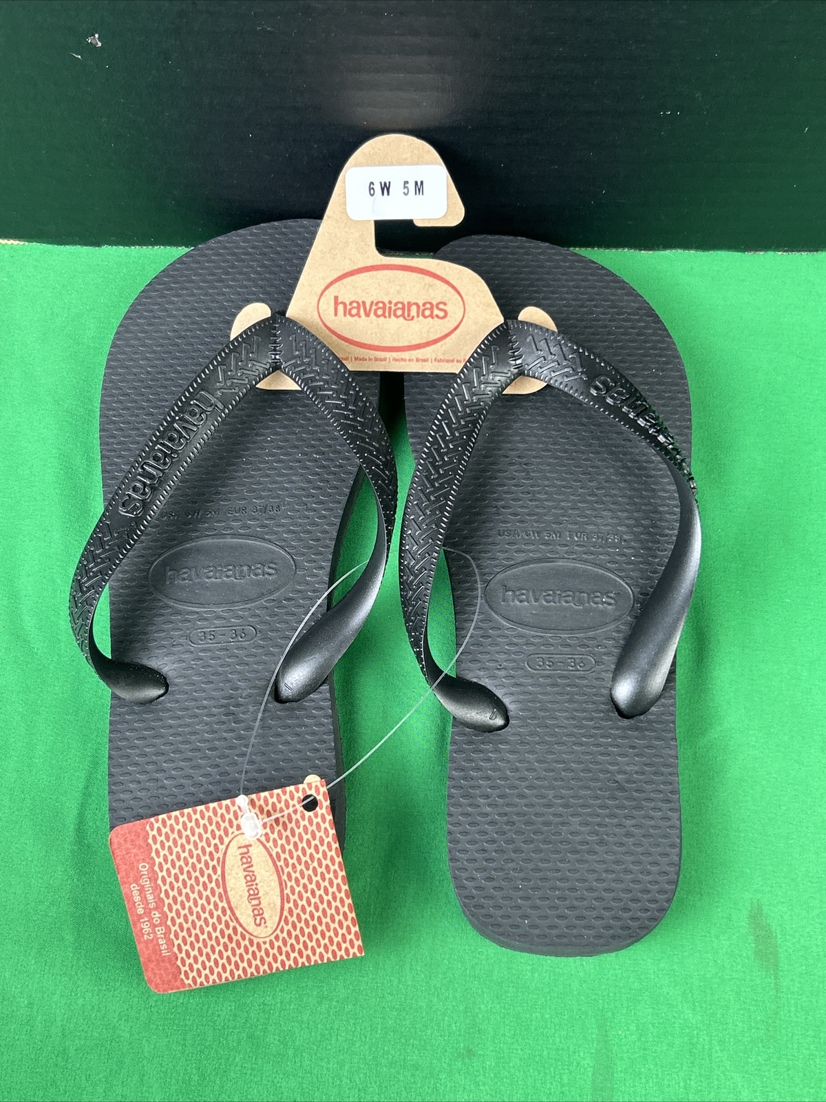 Havaianas Unisex Cushioned Footbed Flip Flop Size 6 W – 5 M Black