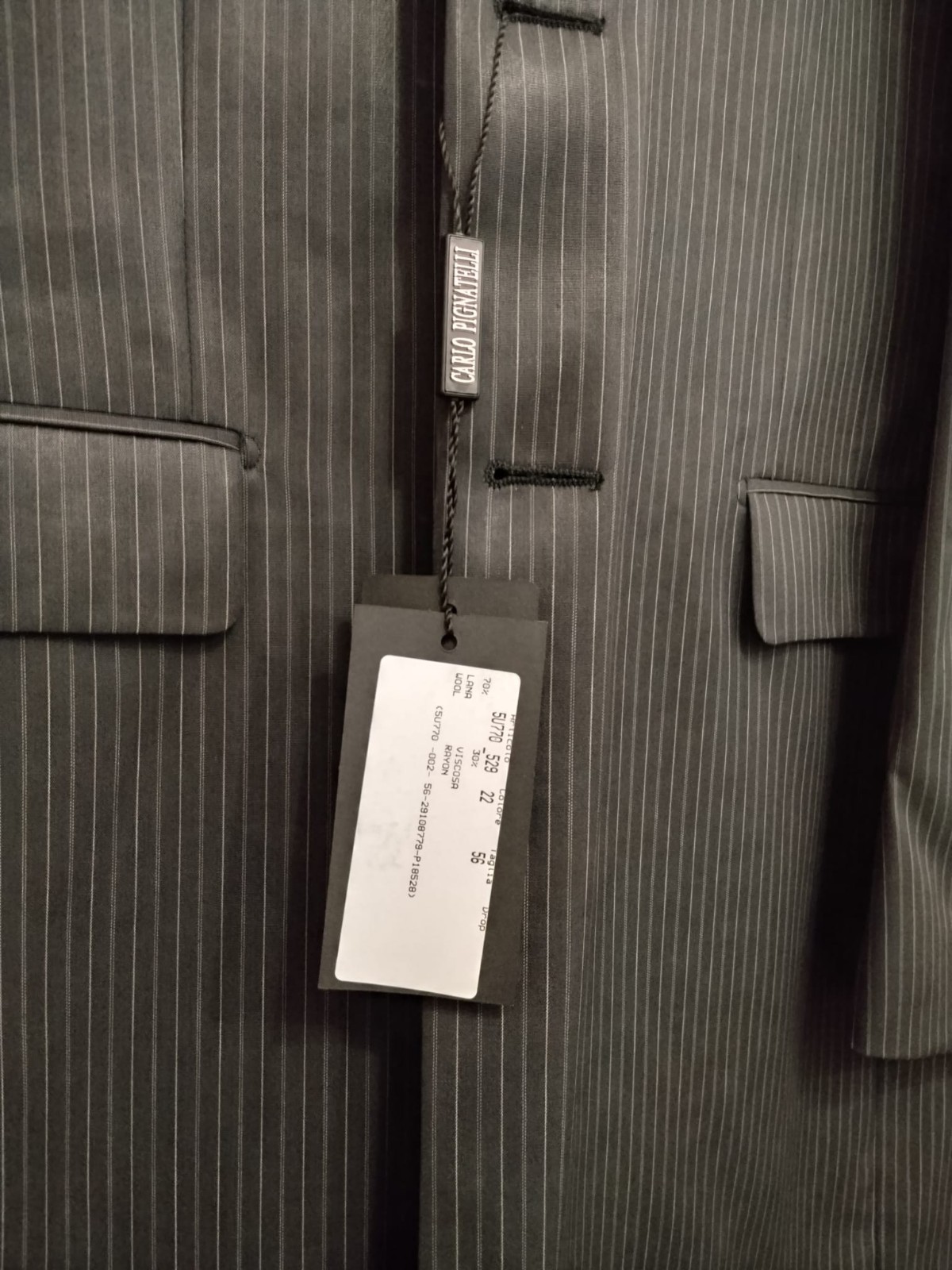 Carlo Pignatelli Men’s Ceremonial Dress Size 56 Grey Pinstripe Complete 2 Piece
