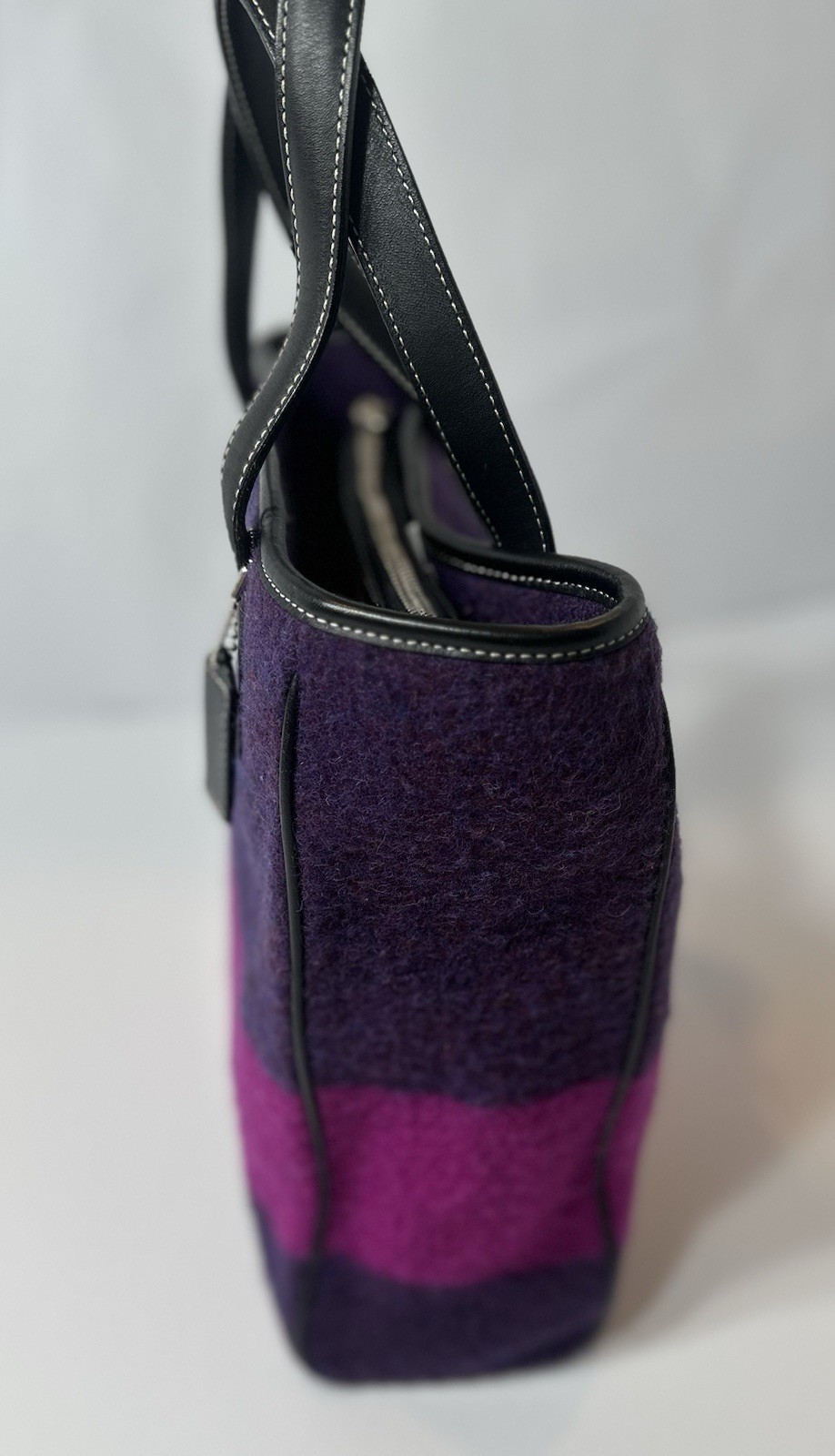 Vintage COACH 8129 Rare Pink & Purple Limited Edition Wool Tote Handbag